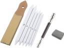 lico White Paper Stump/Art Blender/Tortillons with Kneadable Eraser, Pencil Extender & Sand Paper for Graphite Charcoal Pencils (Set of Stumps, Kneadable Eraser, Pencil Extender & Sand Paper)