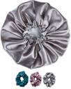 ARMOXA Diamond Satin Hair Cap for women hair beauty, Shower bonnet, 3 Scrunches (Grey)