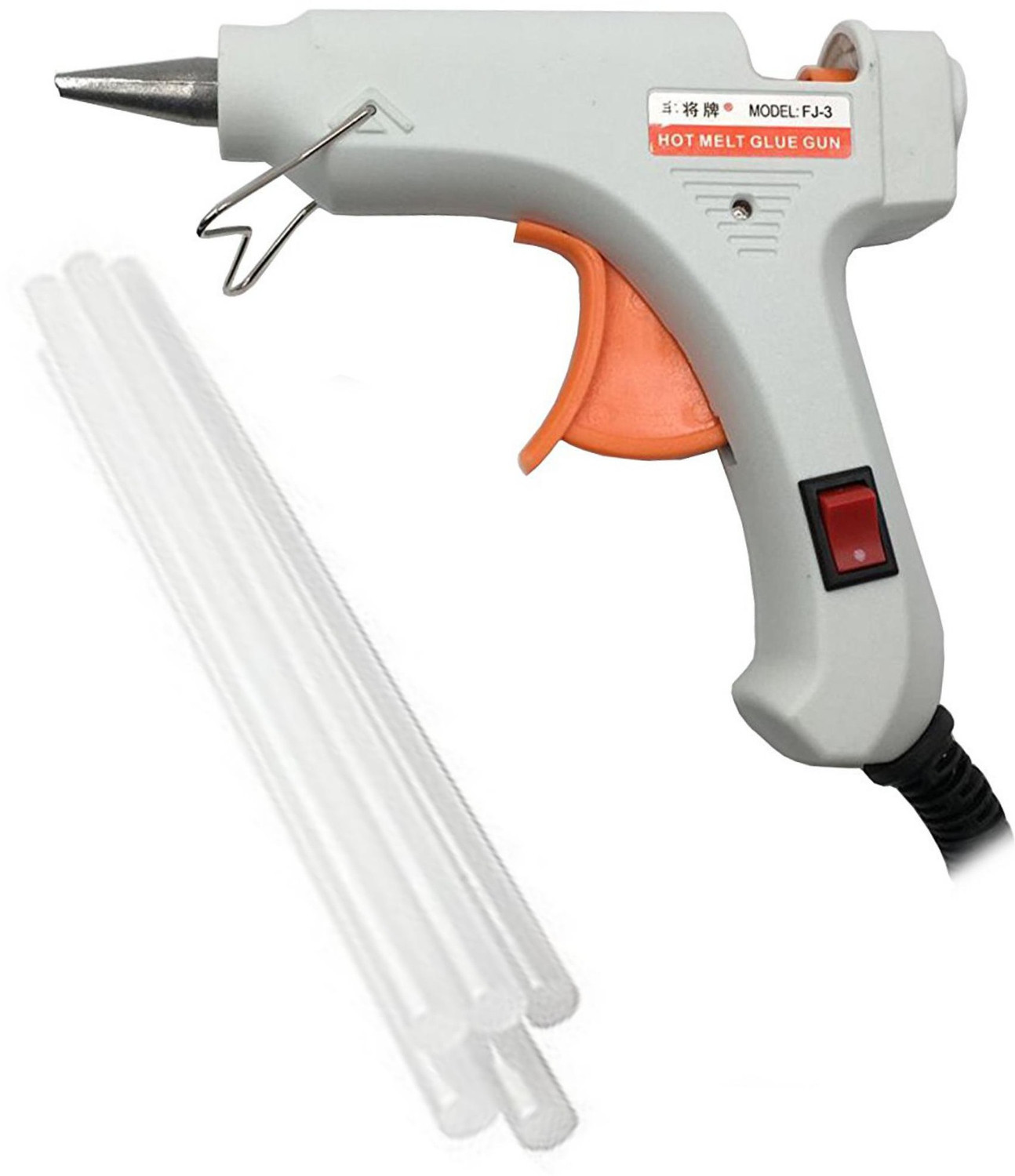bandook 20W With 5 Glue Sticks Hot Melt Glue Gun White Color For Art and Crafts , Diy , Kirigami , Paper , PCB , Plush Toys , Crafts , Wood , Box High Temperature Corded Glue Gun