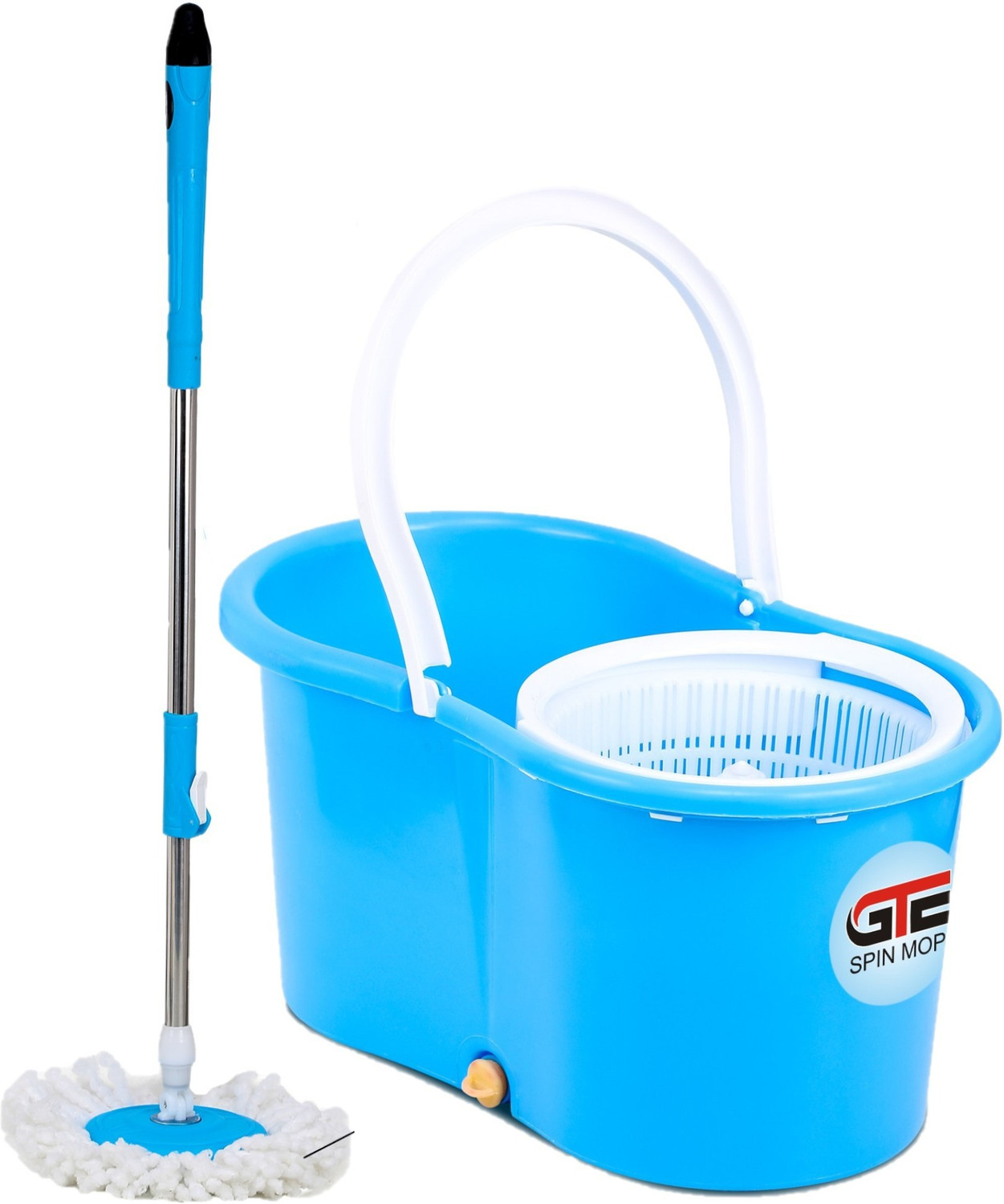 GTE GTE Easy Magic Spin Floor Mop Bucket Mop with Plastic Spinner 1 Refill Mop Set Mop Set