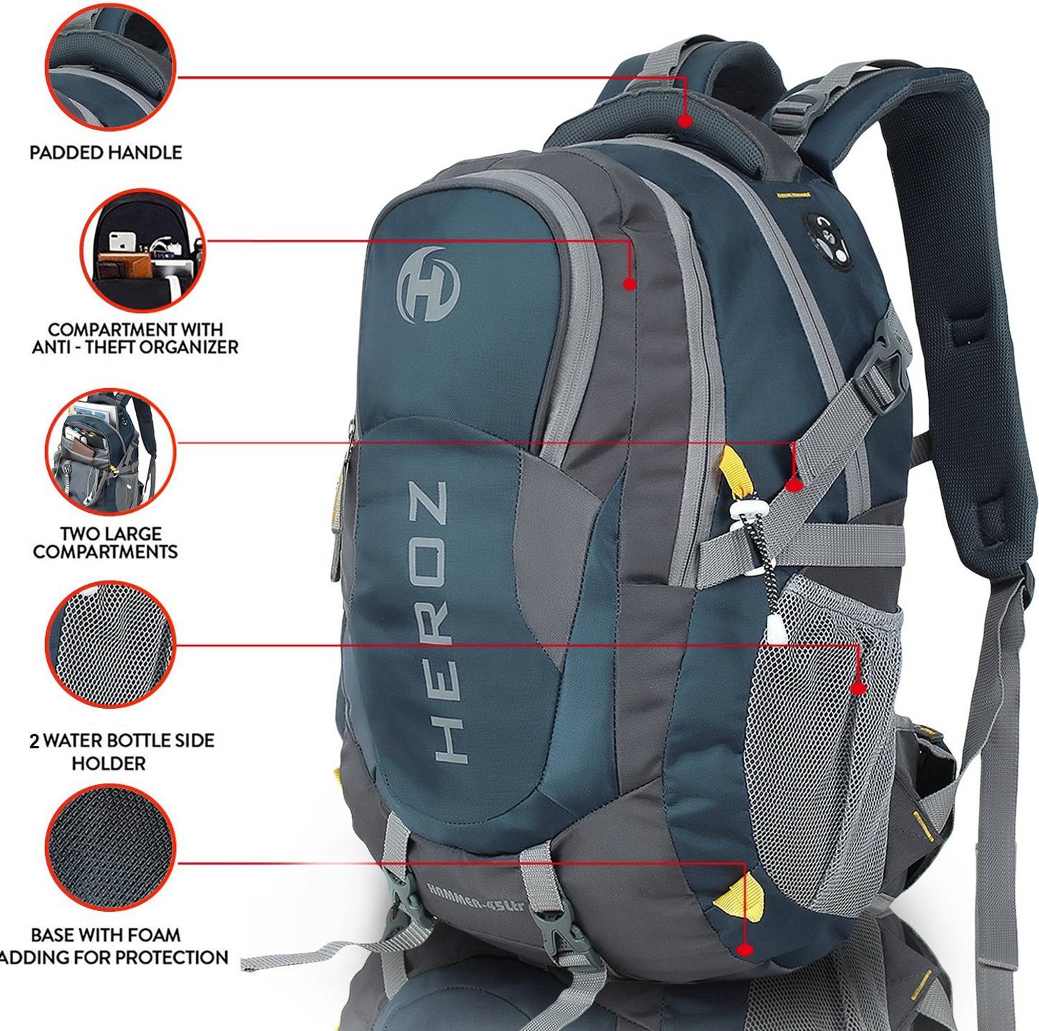 HEROZ Hammer 35 Ltrs Laptop Backpack - Image 4