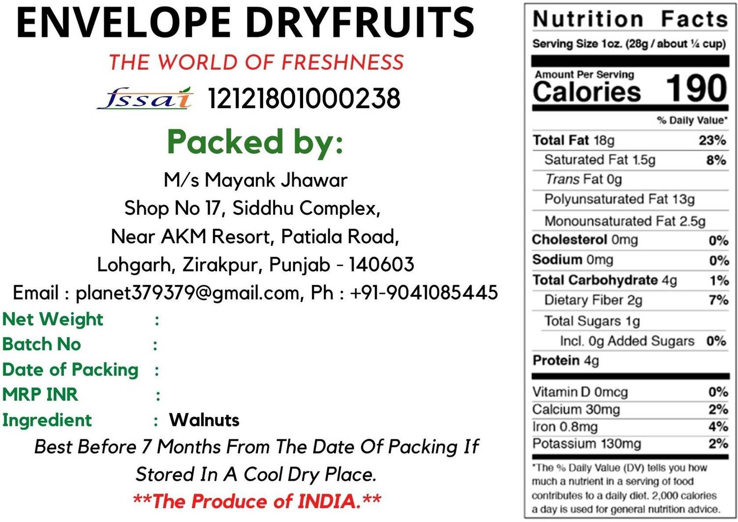 Envelope Dryfruits Light Halves Walnuts 200g - Image 5