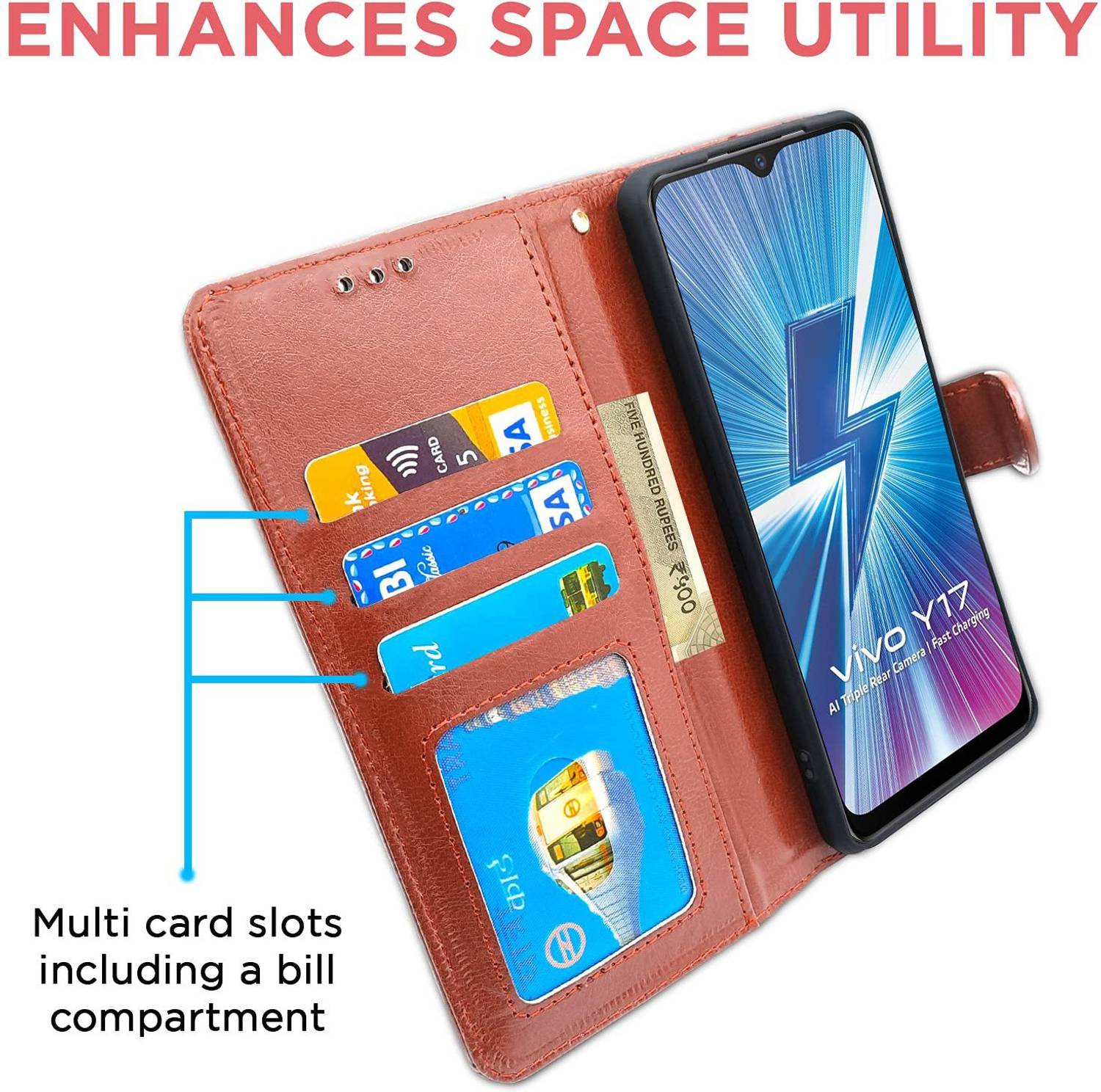 Frazil Vivo Y12, Y15, Y17, U10, Y11 Leather Flip Cover - Image 2