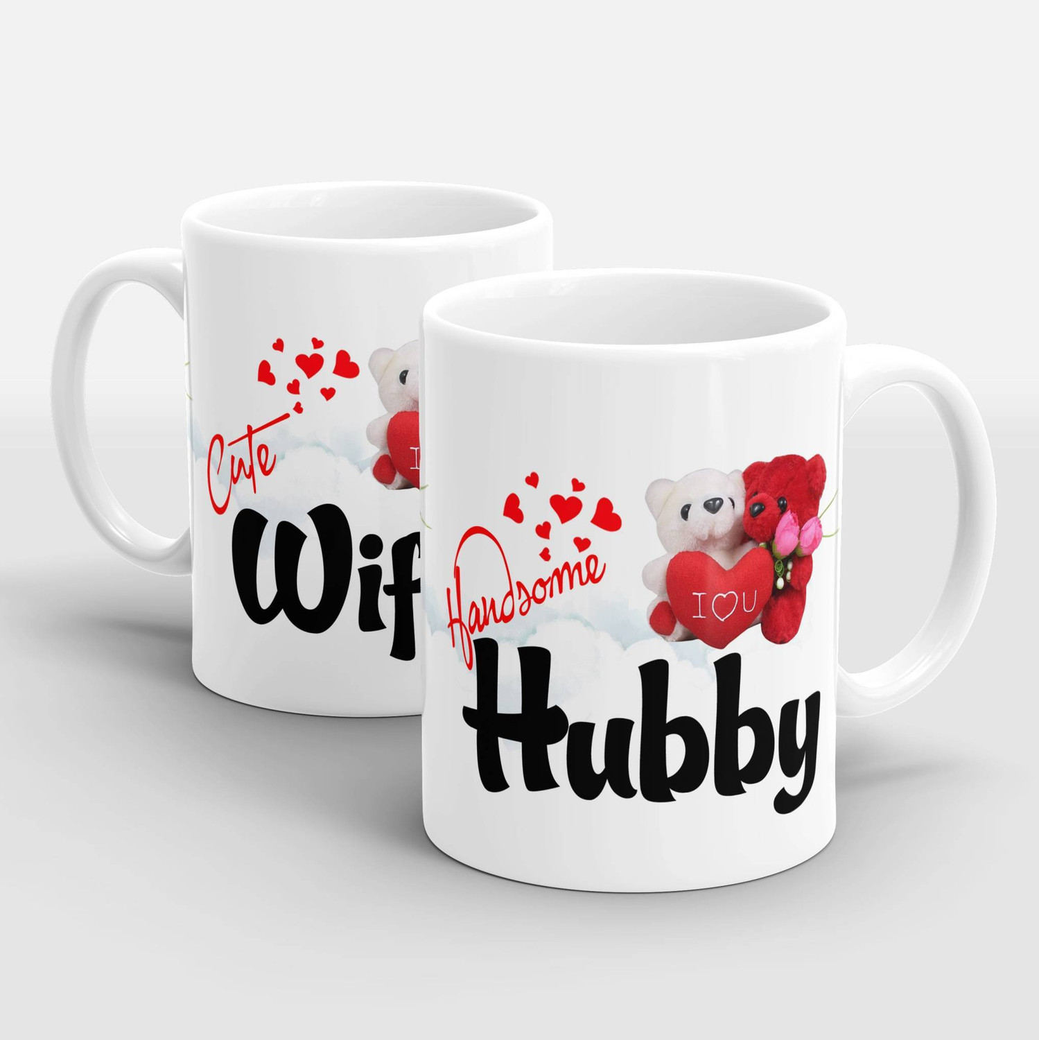 Be Unique Wifey Hubby Printed Couple Coffee Tea Cup for Husband, Wife Ceramic Coffee Mug