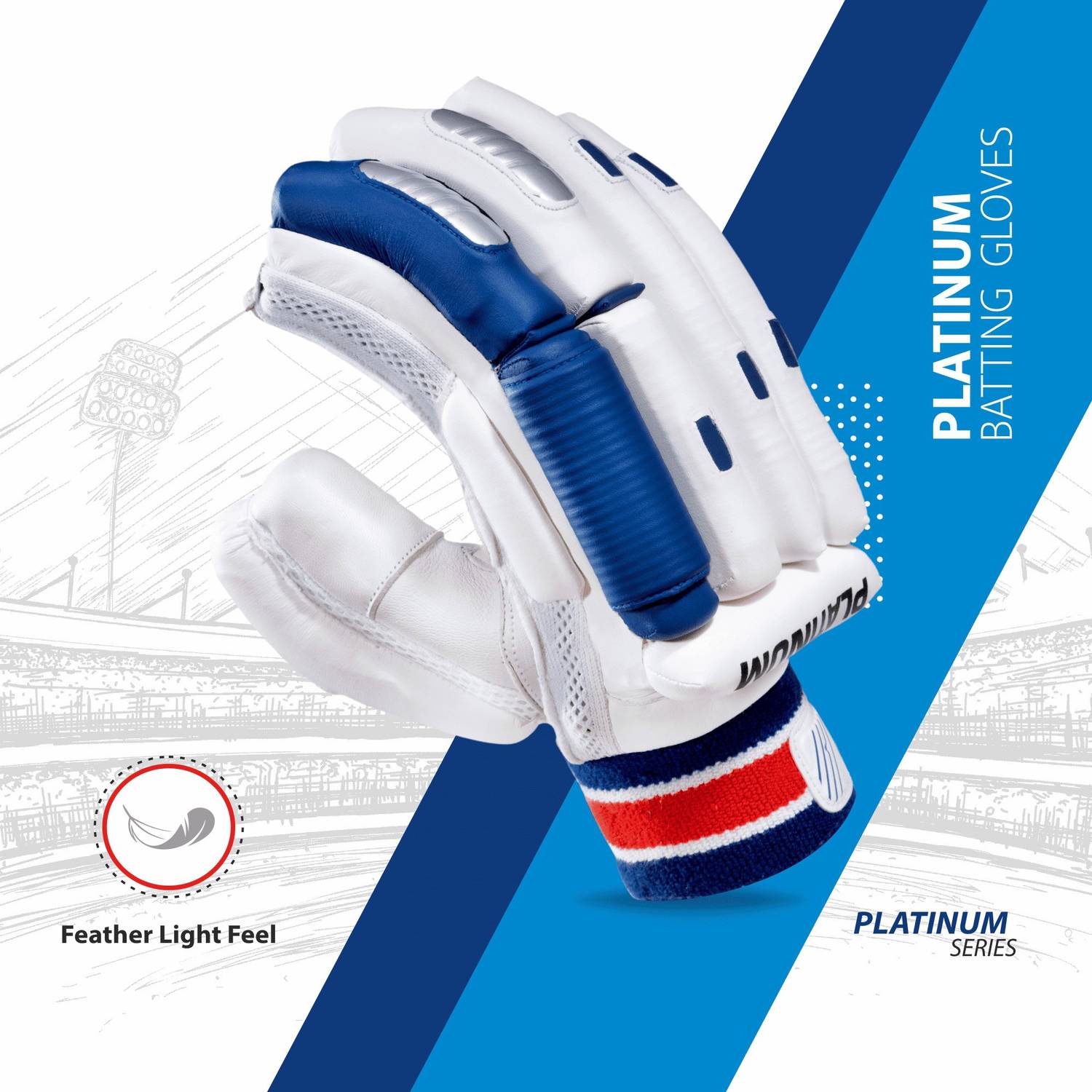 abtin Platinum Series Pro Batting Gloves, Right Handed, Boy Size, - Image 2
