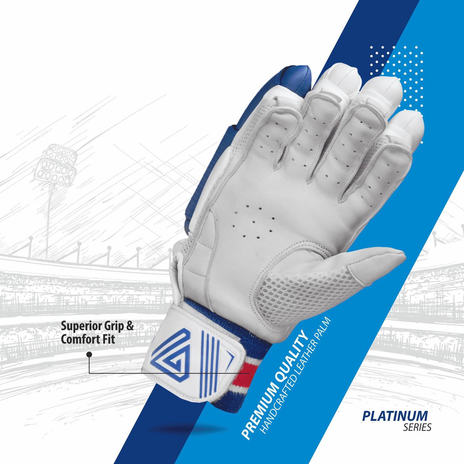 abtin Platinum Series Pro Batting Gloves, Right Handed, Boy Size, - Image 3