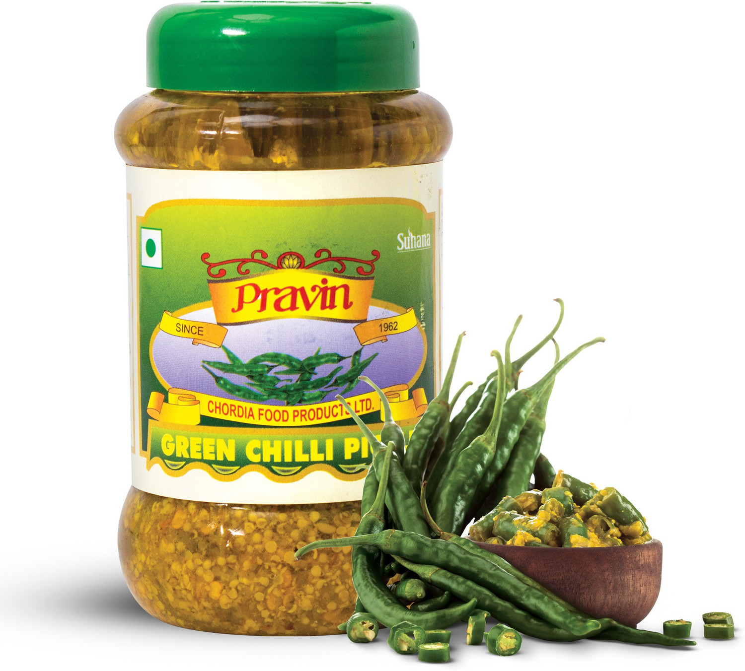 Pravin Green Chilli Pickle / Achar 500g Jar Green Chilli Pickle
