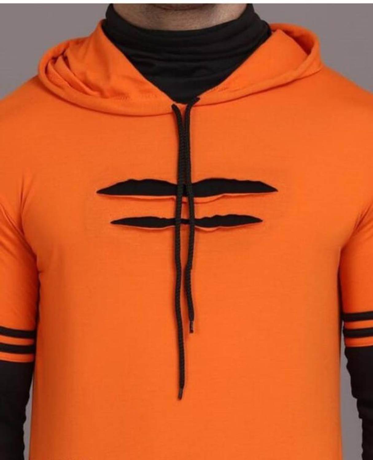 Panda Bear Men Orange, Black T-Shirt - Image 4