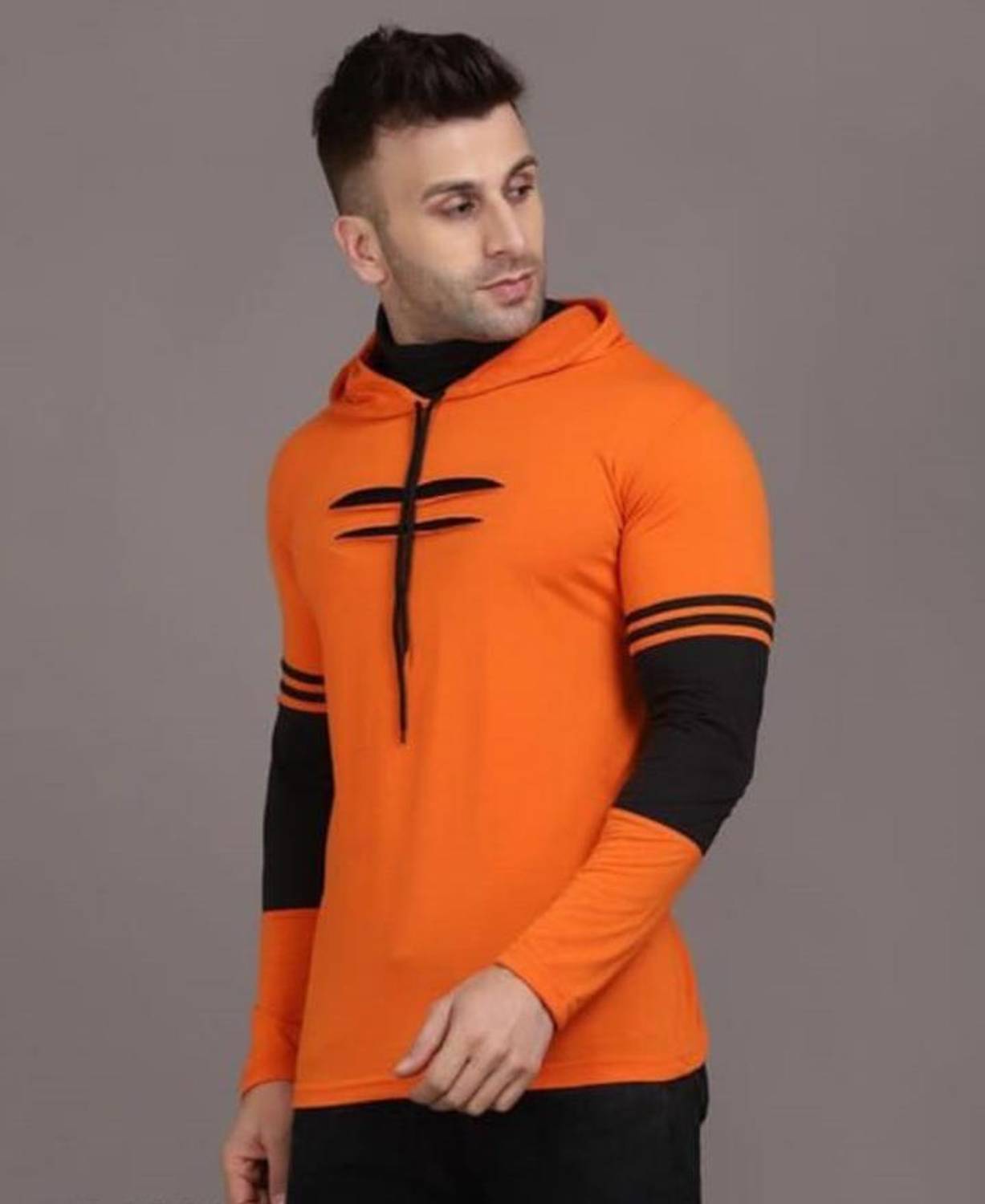 Panda Bear Men Orange, Black T-Shirt - Image 3