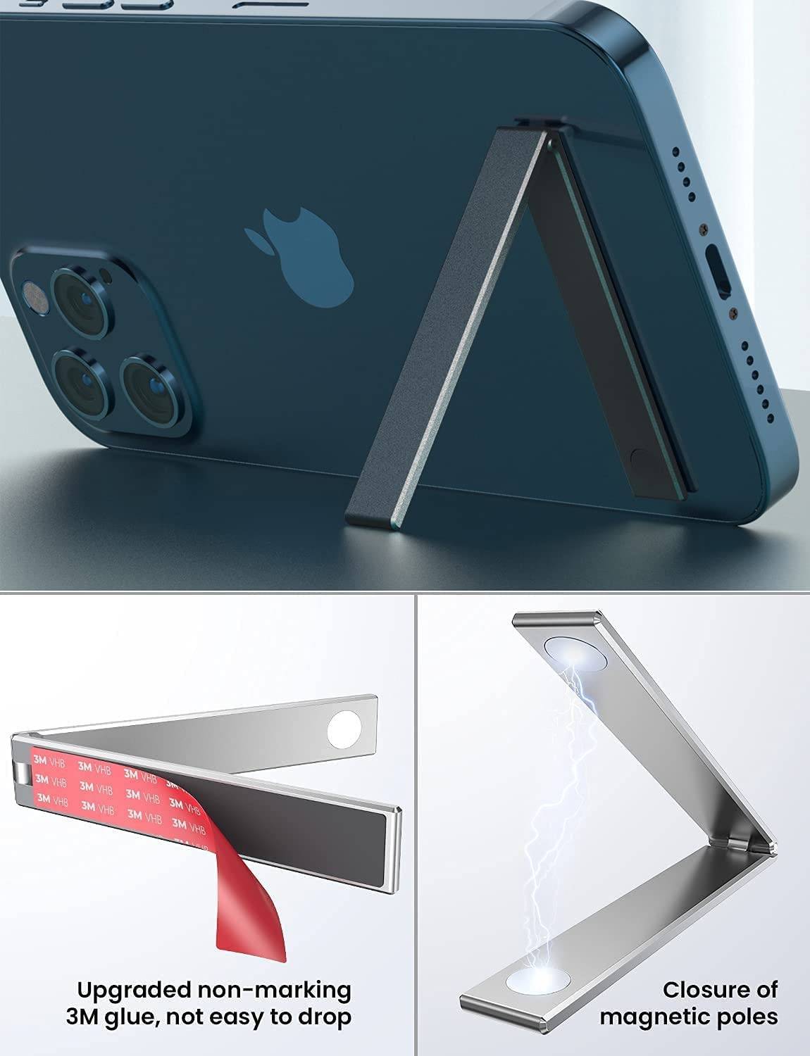 MAK Foldable Magnetic Aluminum Mobile Kickstand Black - Image 2