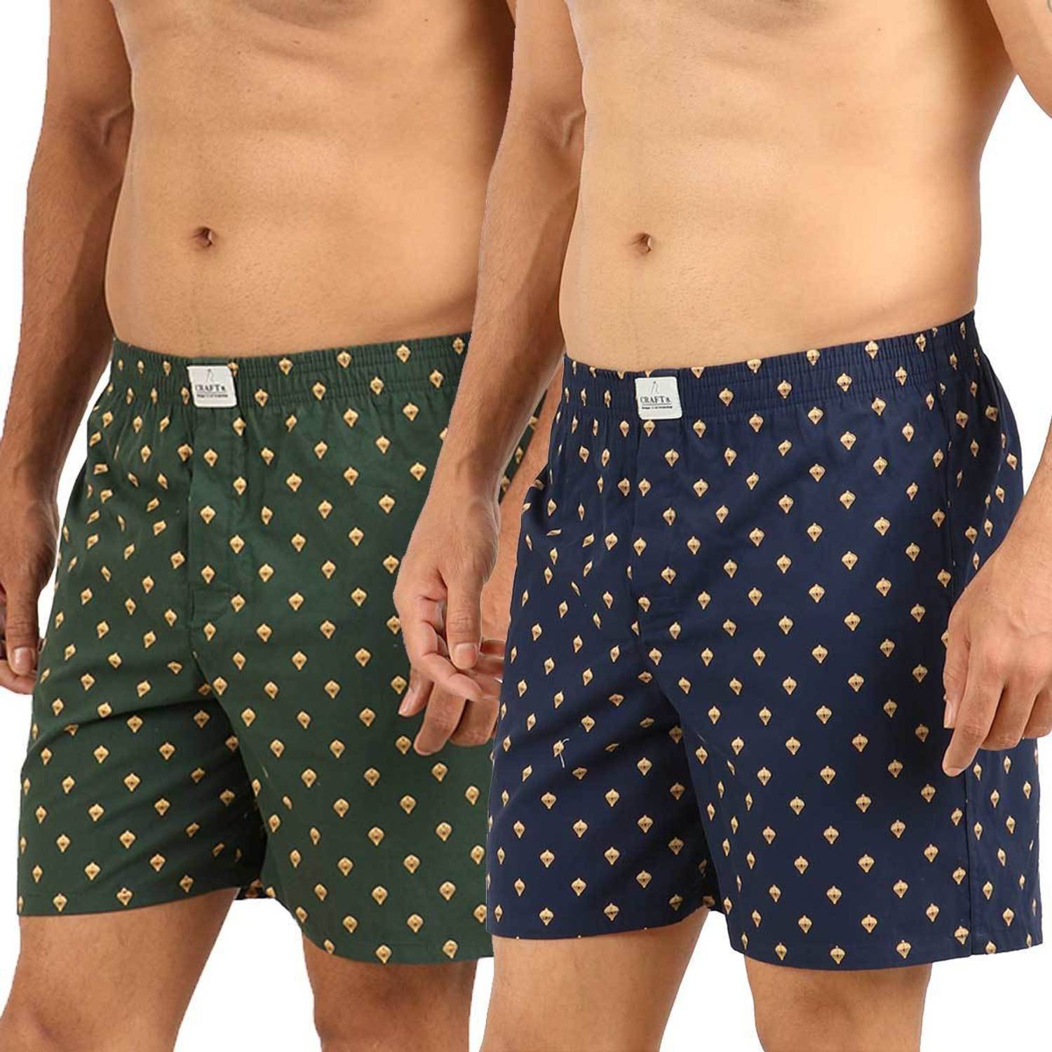SUPERSQUAD Printed Men Boxer Shorts (Blue, Green)