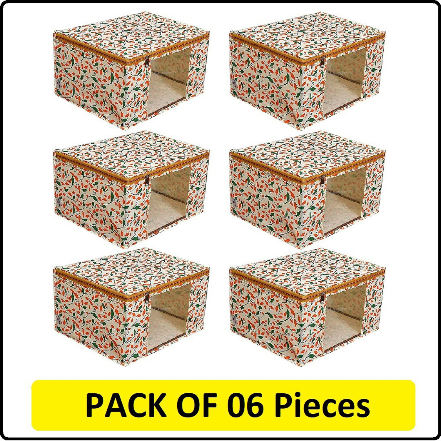 LIRZEG Saree Cover 6 Piece Non Woven Fabric Saree Cover/Clothes Organiser for Wardrobe Set Saree Cover 06