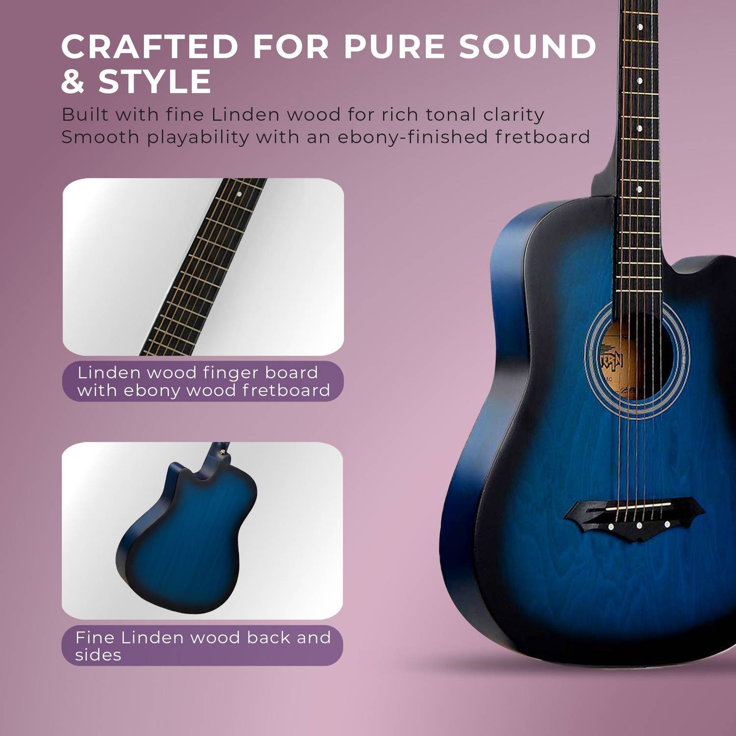 intern INT-38C-BL Acoustic Guitar - Image 3