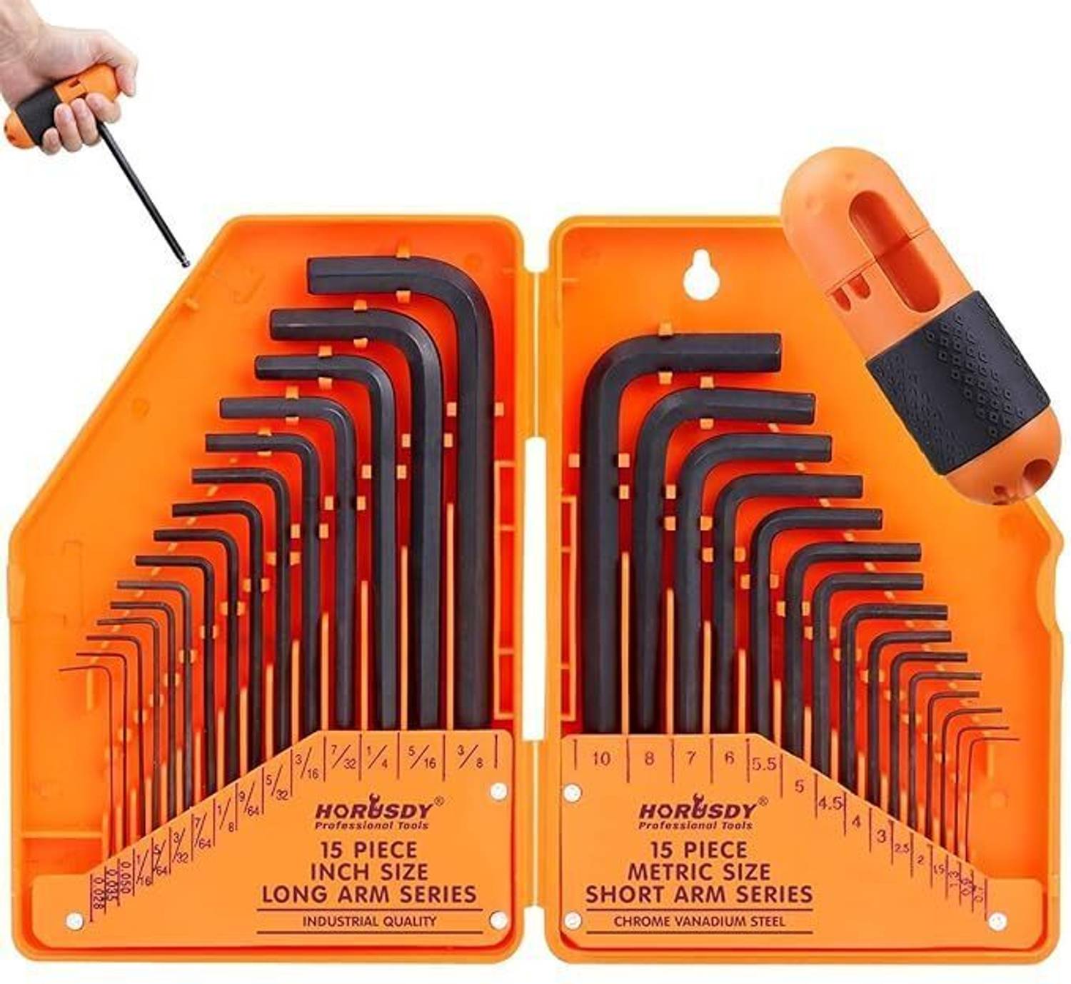 HORUSDY 30 Pcs Allen Key Hex Set, 15 Inch, 15 Metric - Image 1