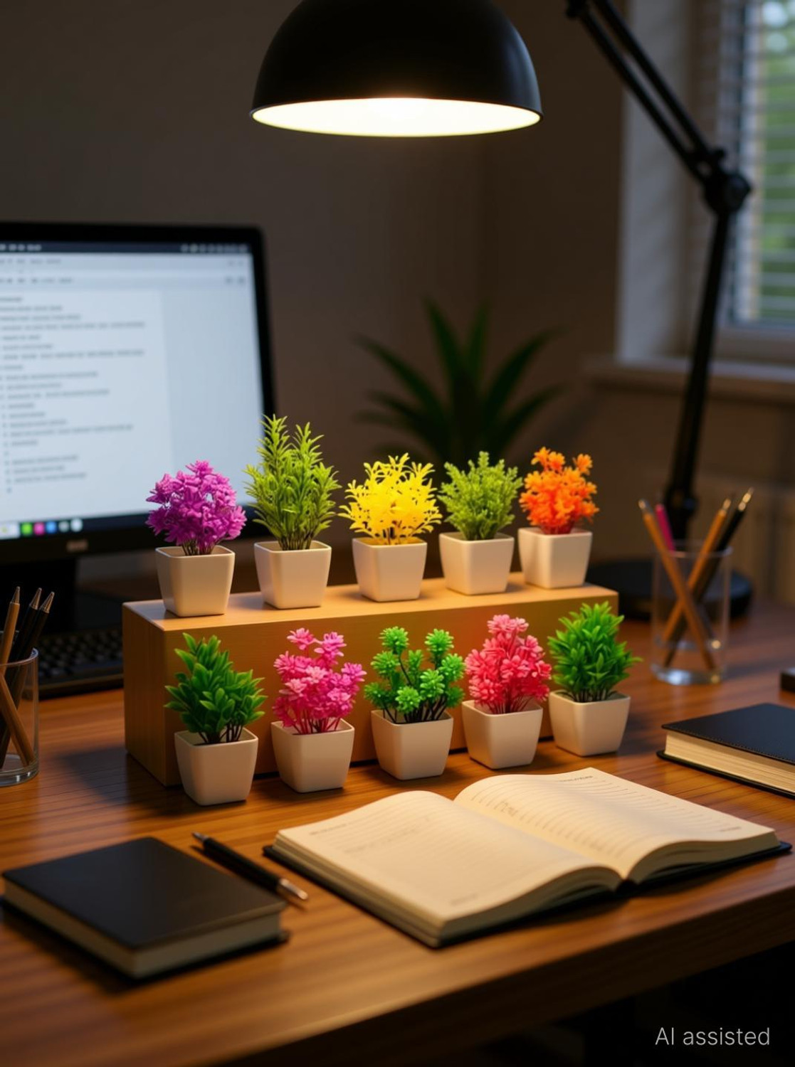 Synthetic Decorative Plant Artificial Potted Indoor Plants, Assorted Styles, Table Top Decorative Item Bonsai Wild Artificial Plant with Pot