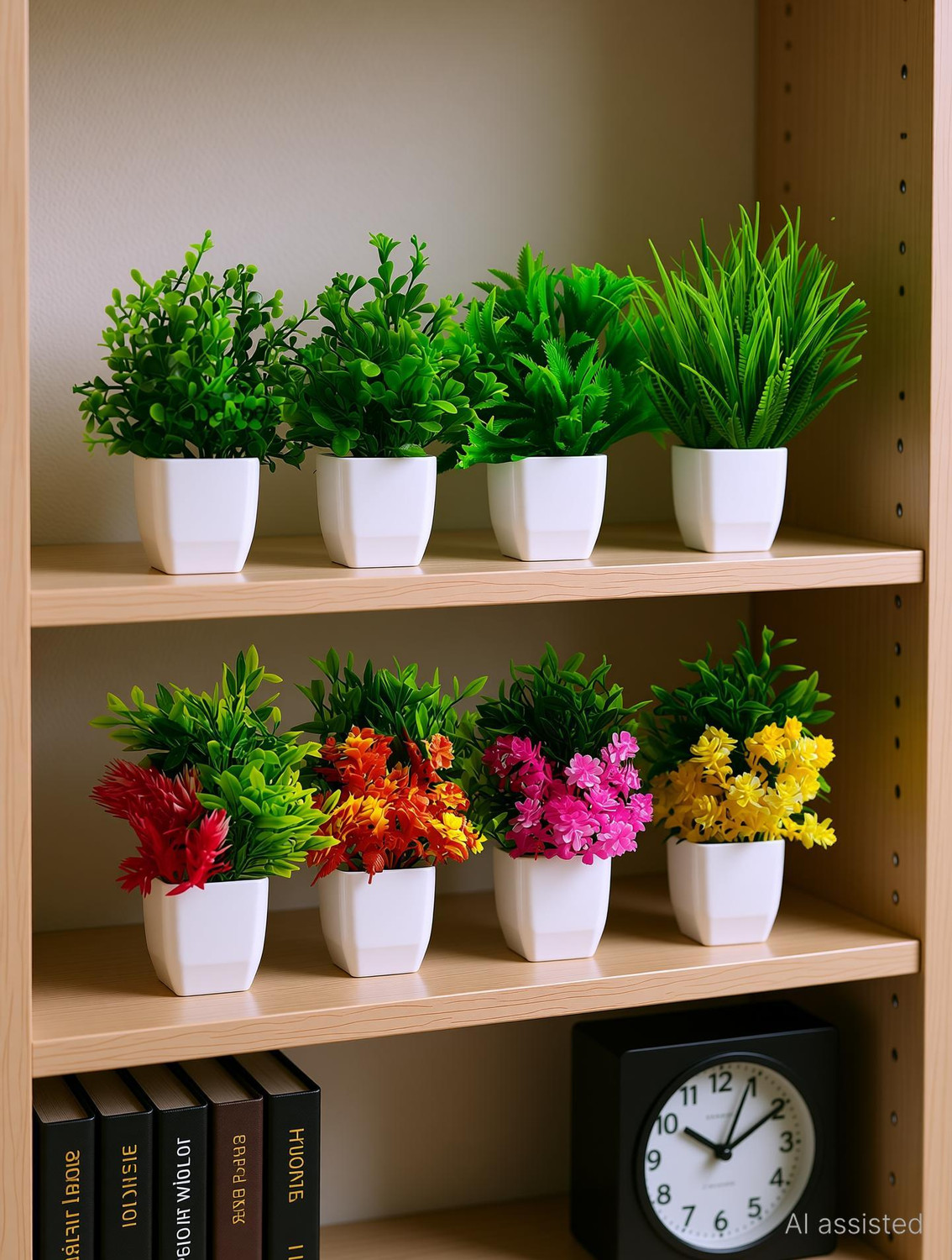 Handybee Artificial Potted Plants, 8 Pack Artificial Plastic Eucalyptus Plants Home Decor Bonsai Wild Artificial Plant with Pot