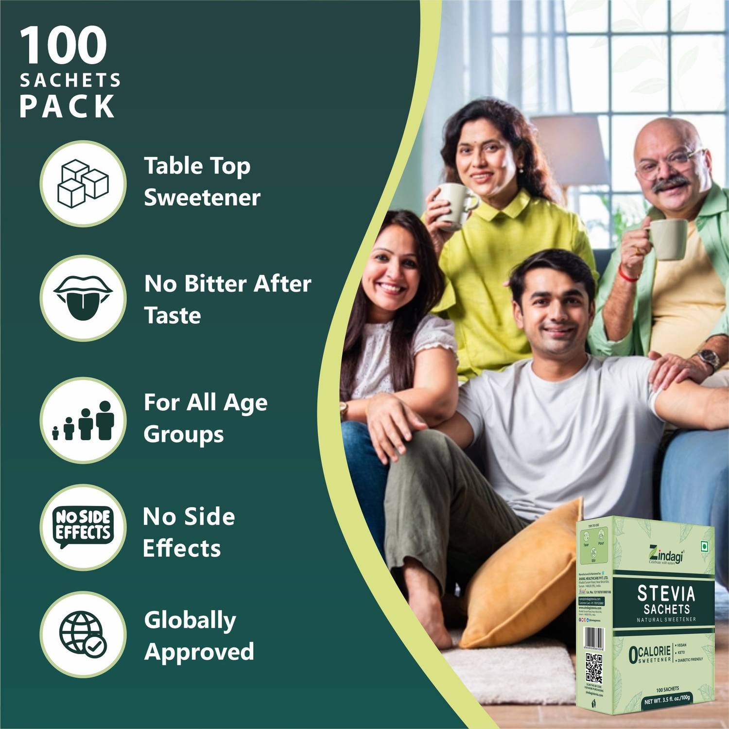 Zindagi Stevia Extract Sachet 100% Natural Sugarfree - Image 5