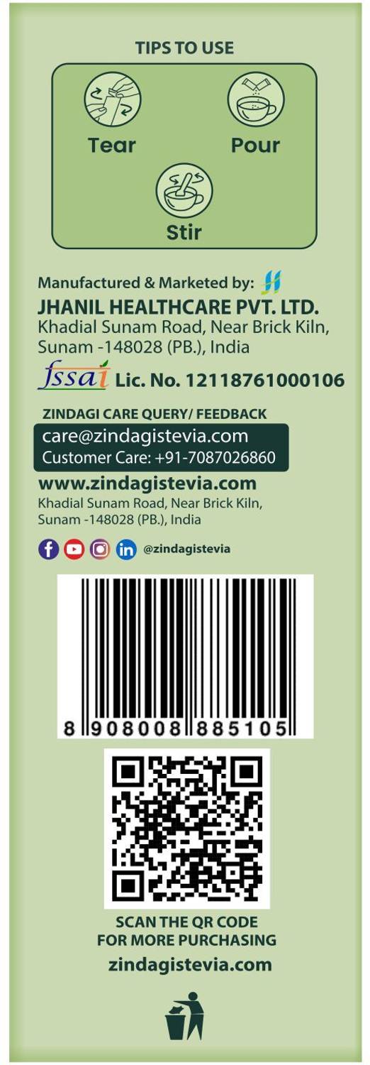 Zindagi Stevia Extract Sachet 100% Natural Sugarfree - Image 2