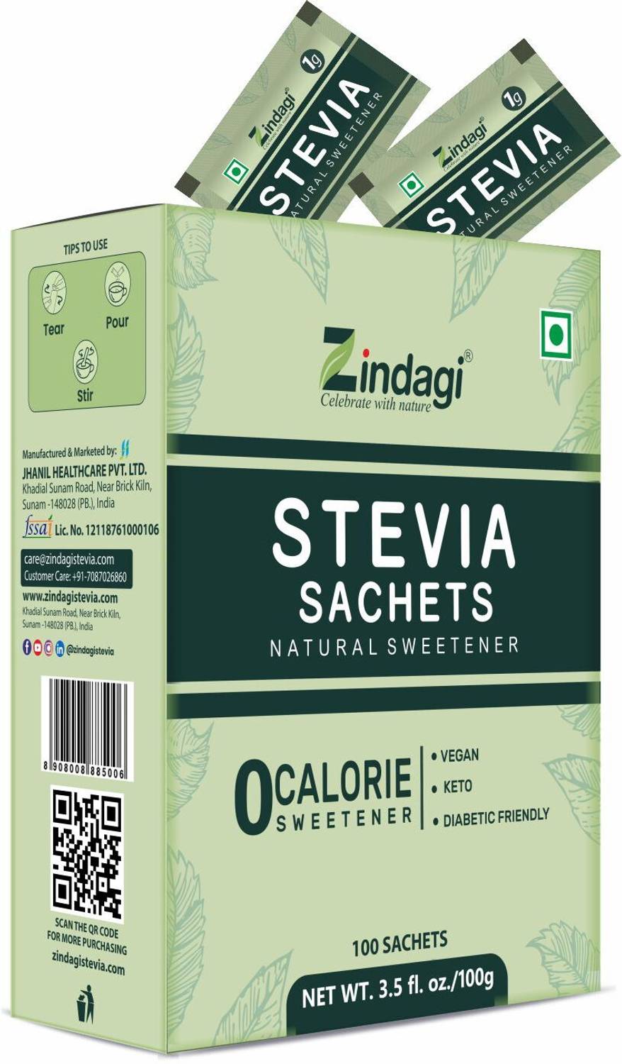 Zindagi Stevia Extract Sachet 100% Natural Sugarfree