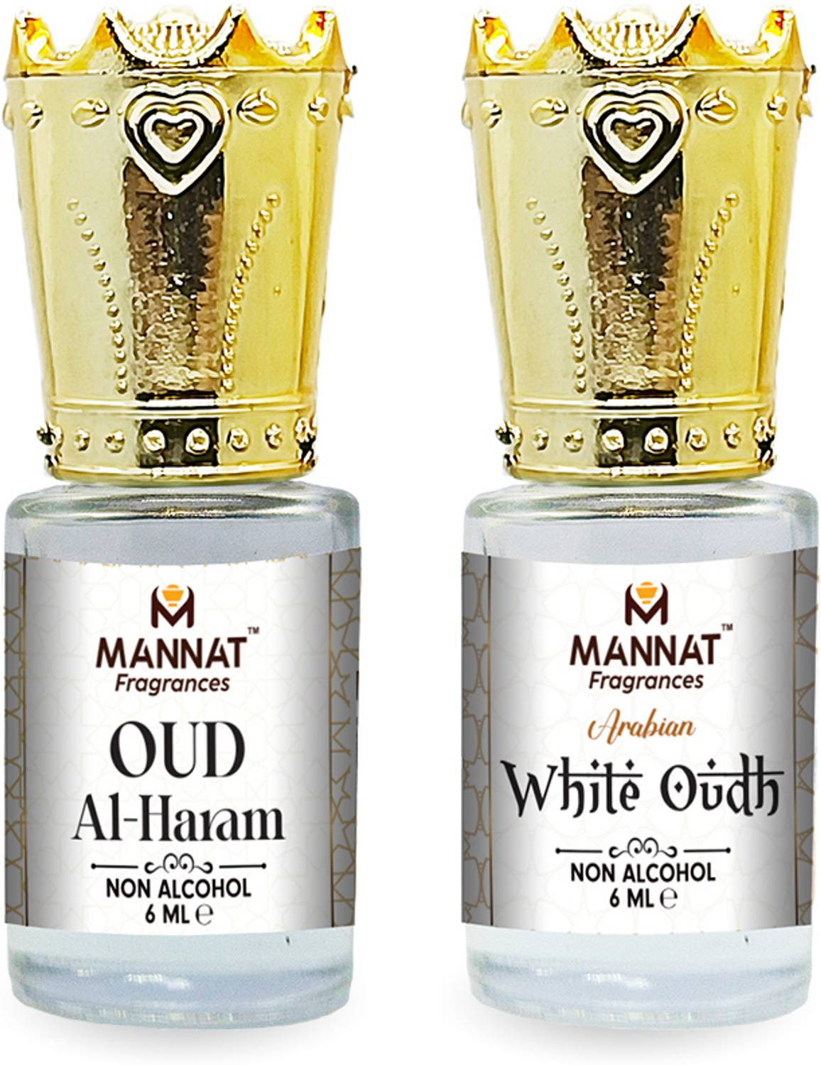 Mannat Oud Al Haram and White Oudh Pack of 6 · 2 ml (12 ml total) - Image 1