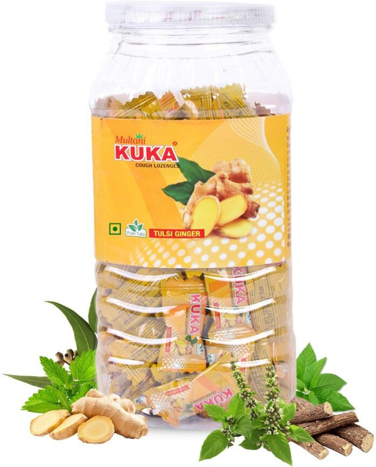 Multani Tulsi & Ginger Kuka Cough Lozenges |Relief From Cough, Sore Throat - 150 candy