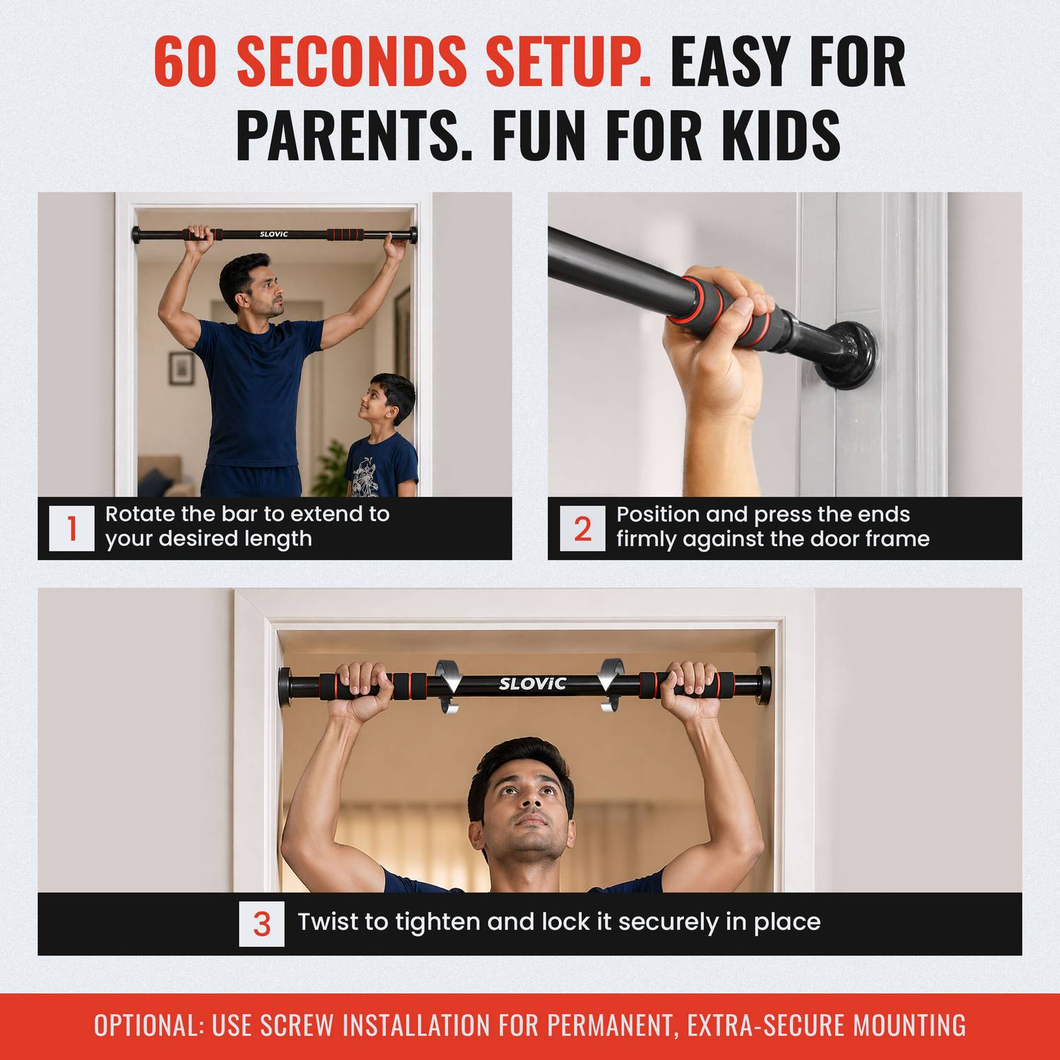 SLOVIC Home Workout Pull-up Bar 100 Kg - Image 4