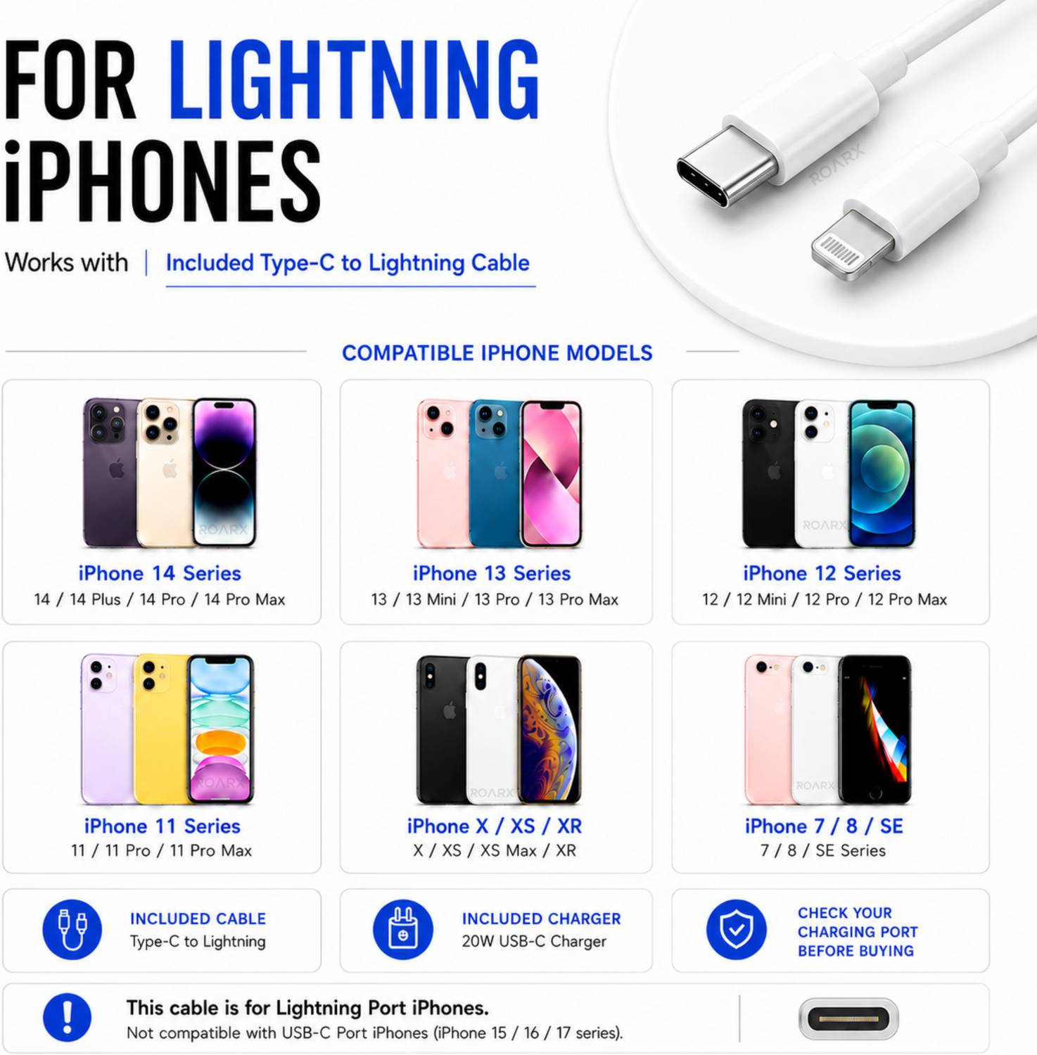 RoarX 20W PD Travel Charger with C to iPhone Cable - Image 3