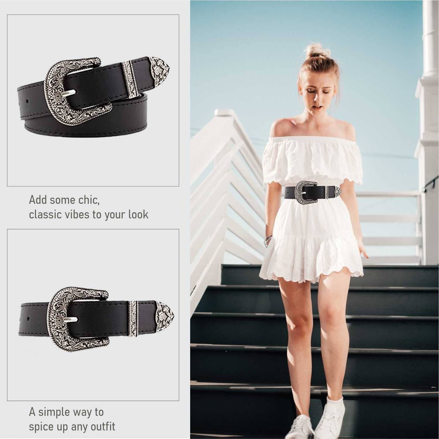 SYGA Women Casual Black Leather Belt - Image 4