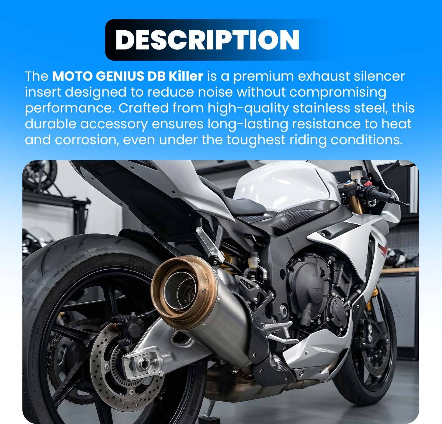 Moto Genius Universal DB Killer Bike Exhaust - Image 2