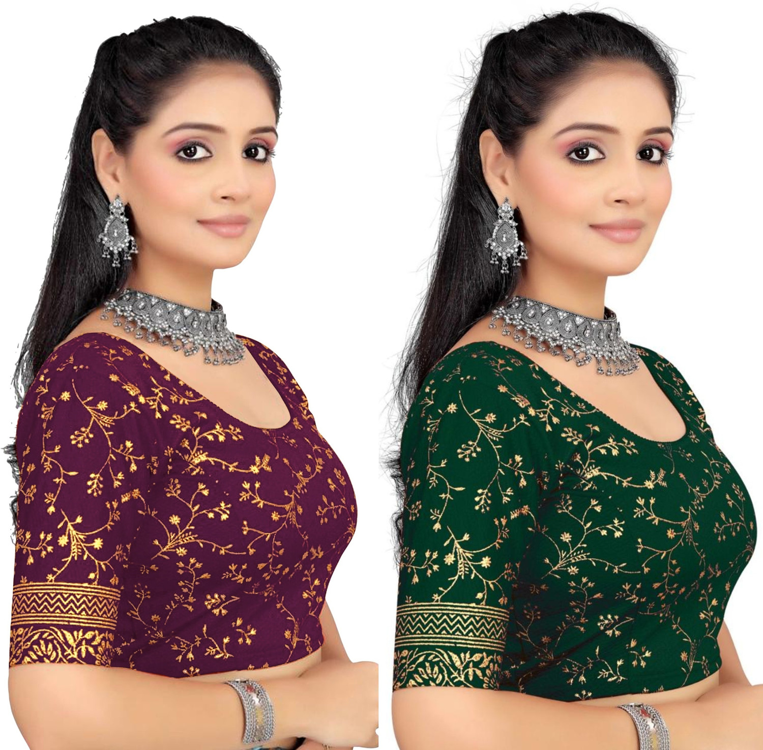 GLEAMY STORE Women Round Neck Half Sleeve Blouse