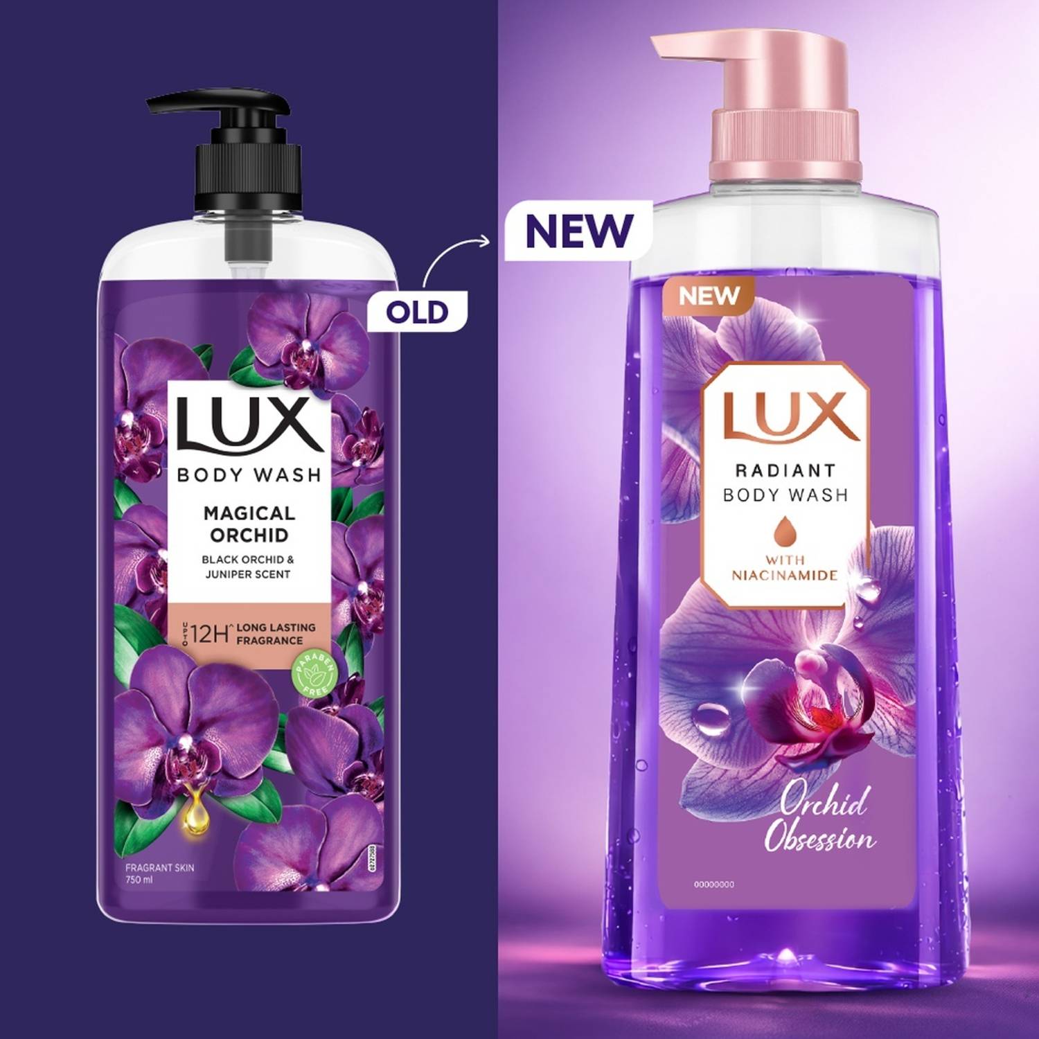 LUX Black Orchid & Juniper Oil Body Wash 250ml - Image 2