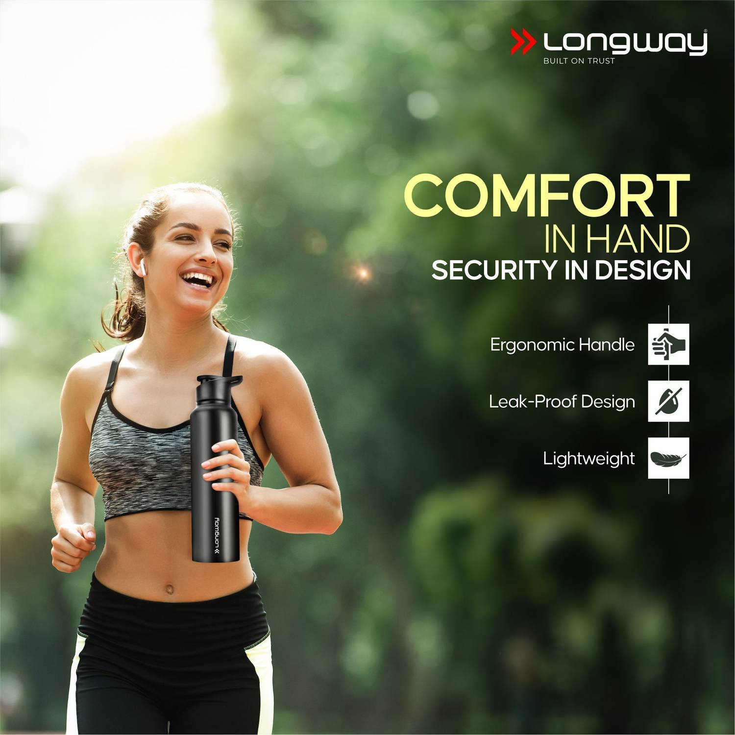 Longway Rush Stainless Steel Water Bottle 1000ml Pack of 1 - Image 4