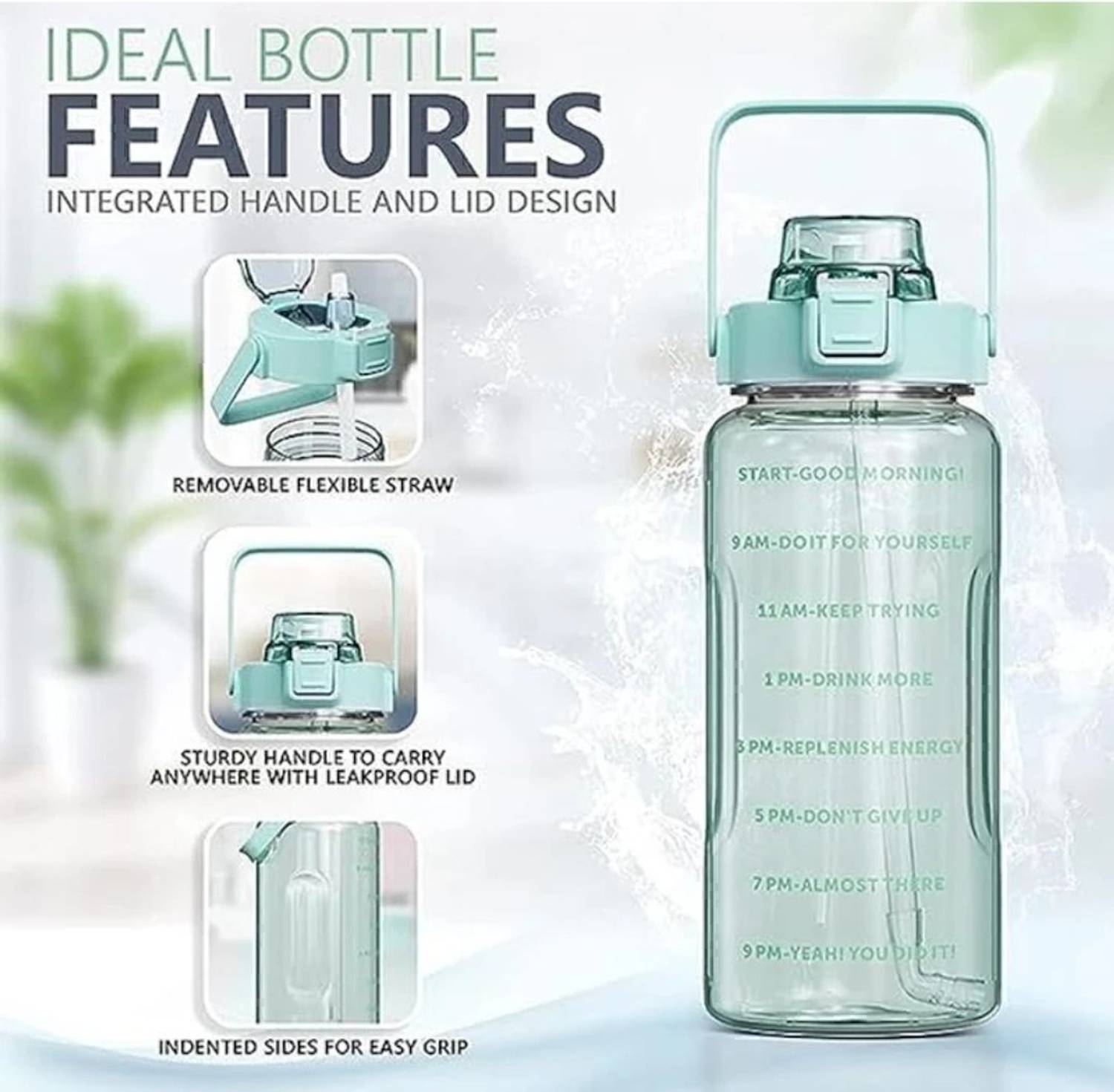 Gcrox 2L Motivational Water Bottle with Straw Pack of 1 - Image 4