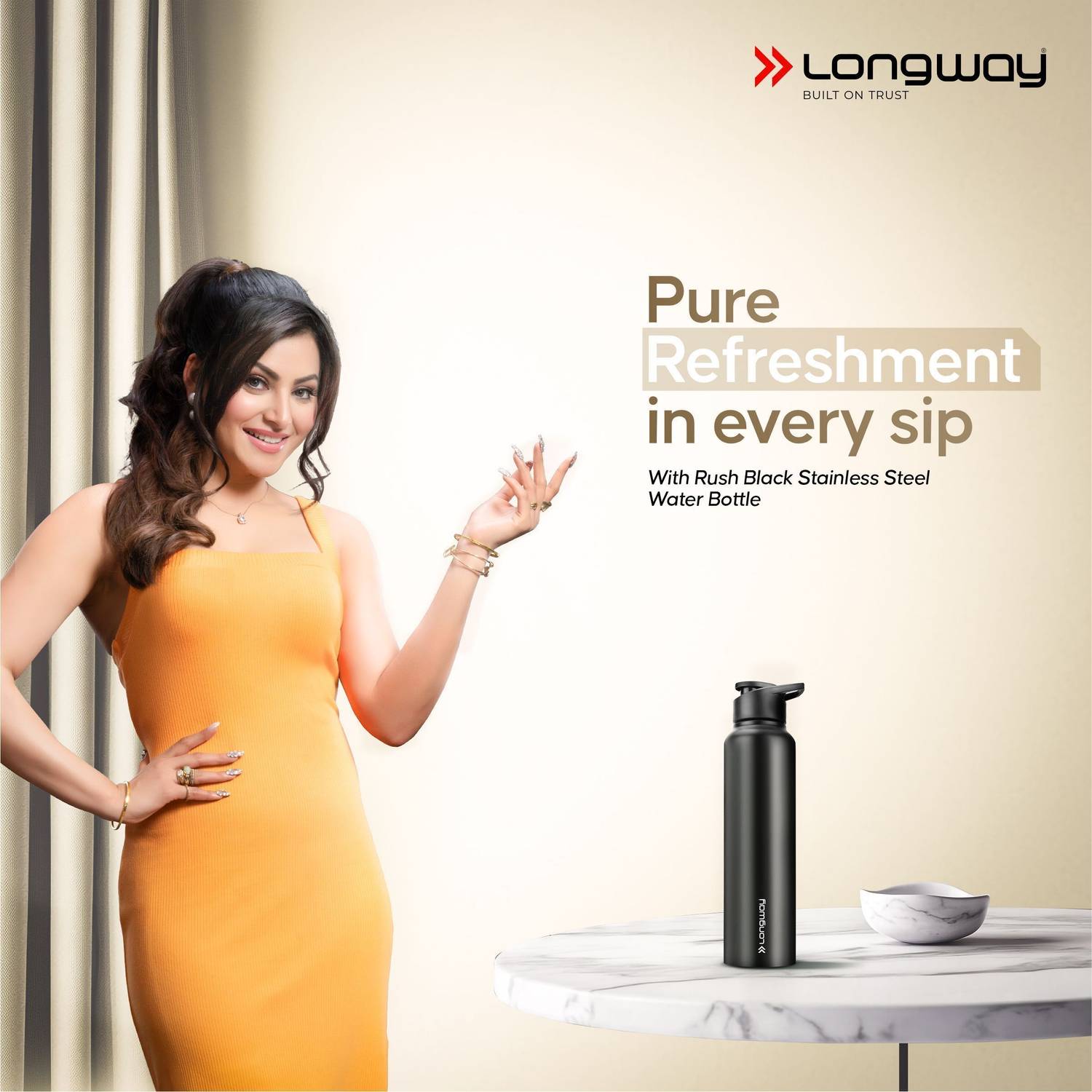Longway Rush Stainless Steel Water Bottle 1000ml Pack of 1 - Image 2