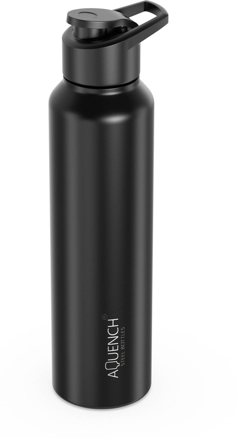 AQUENCH 1L Black Stainless Steel Water Bottle - Image 4