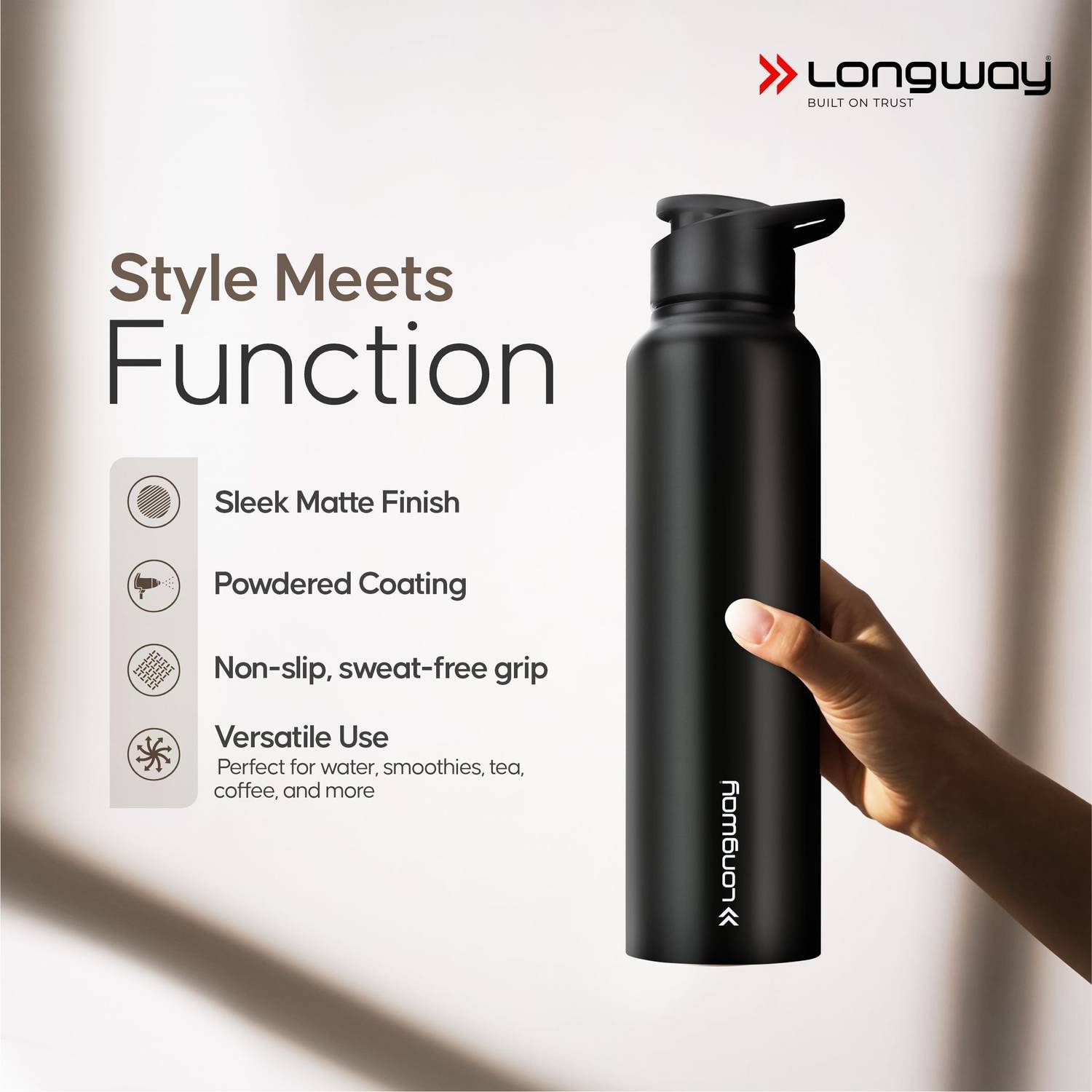 Longway Rush Stainless Steel Water Bottle 1000ml Pack of 1 - Image 5