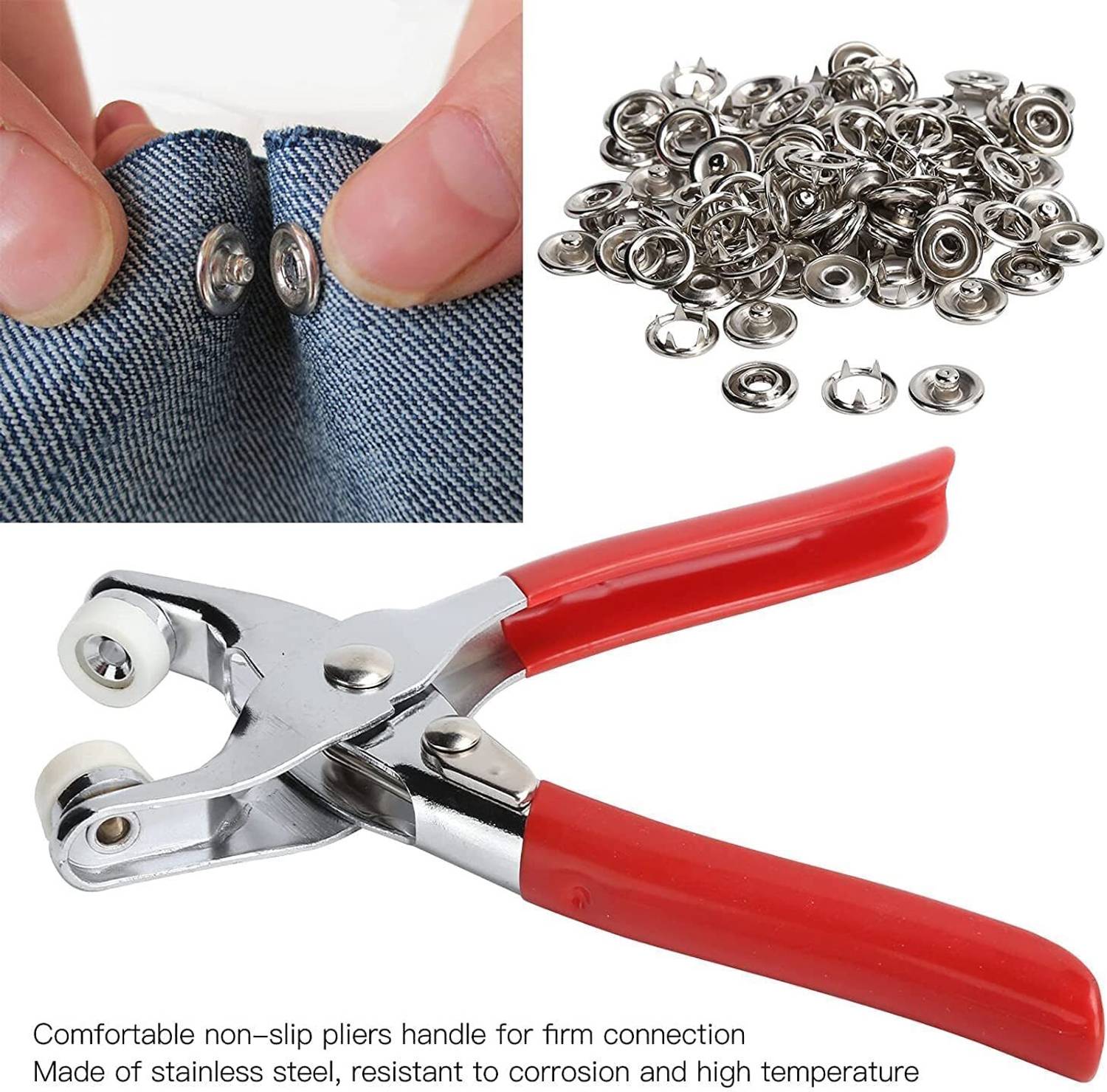rujave Snap Press Buttons Kit 100pcs Silver - Image 2