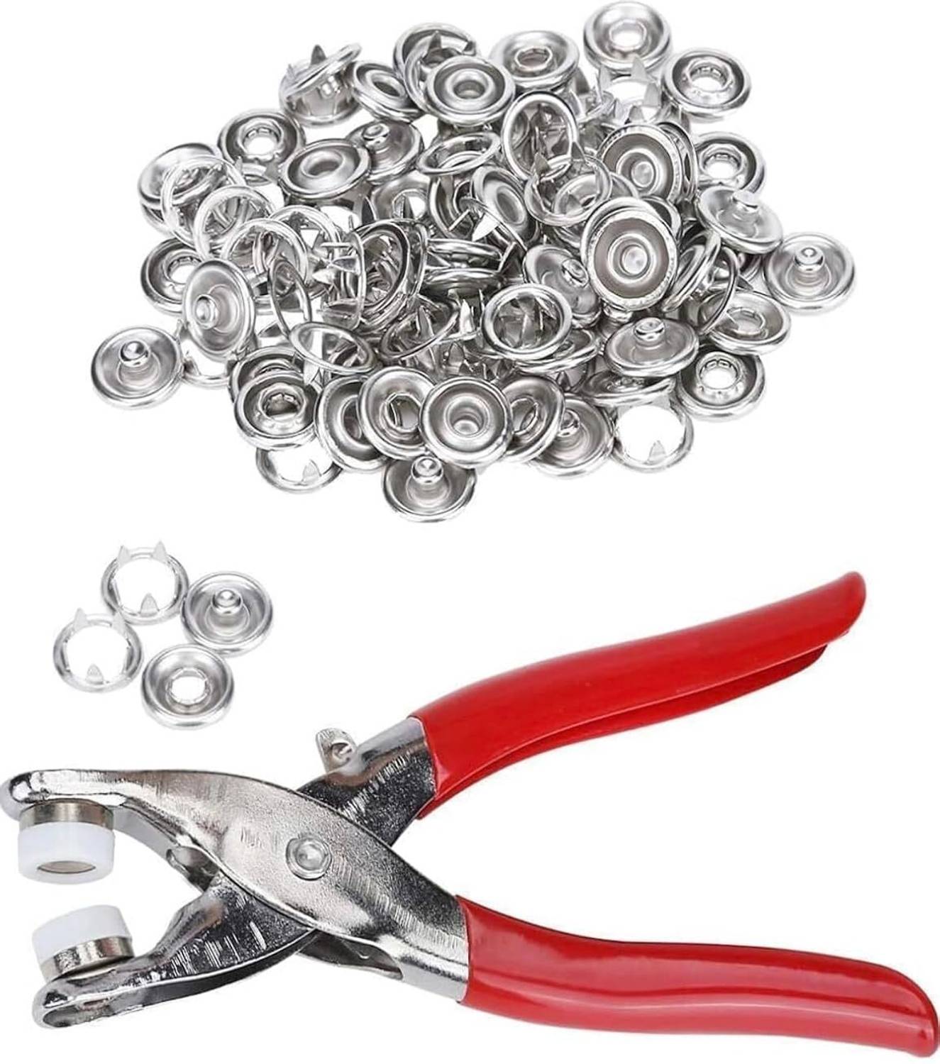 rujave Snap Press Buttons Kit 100pcs Silver - Image 1