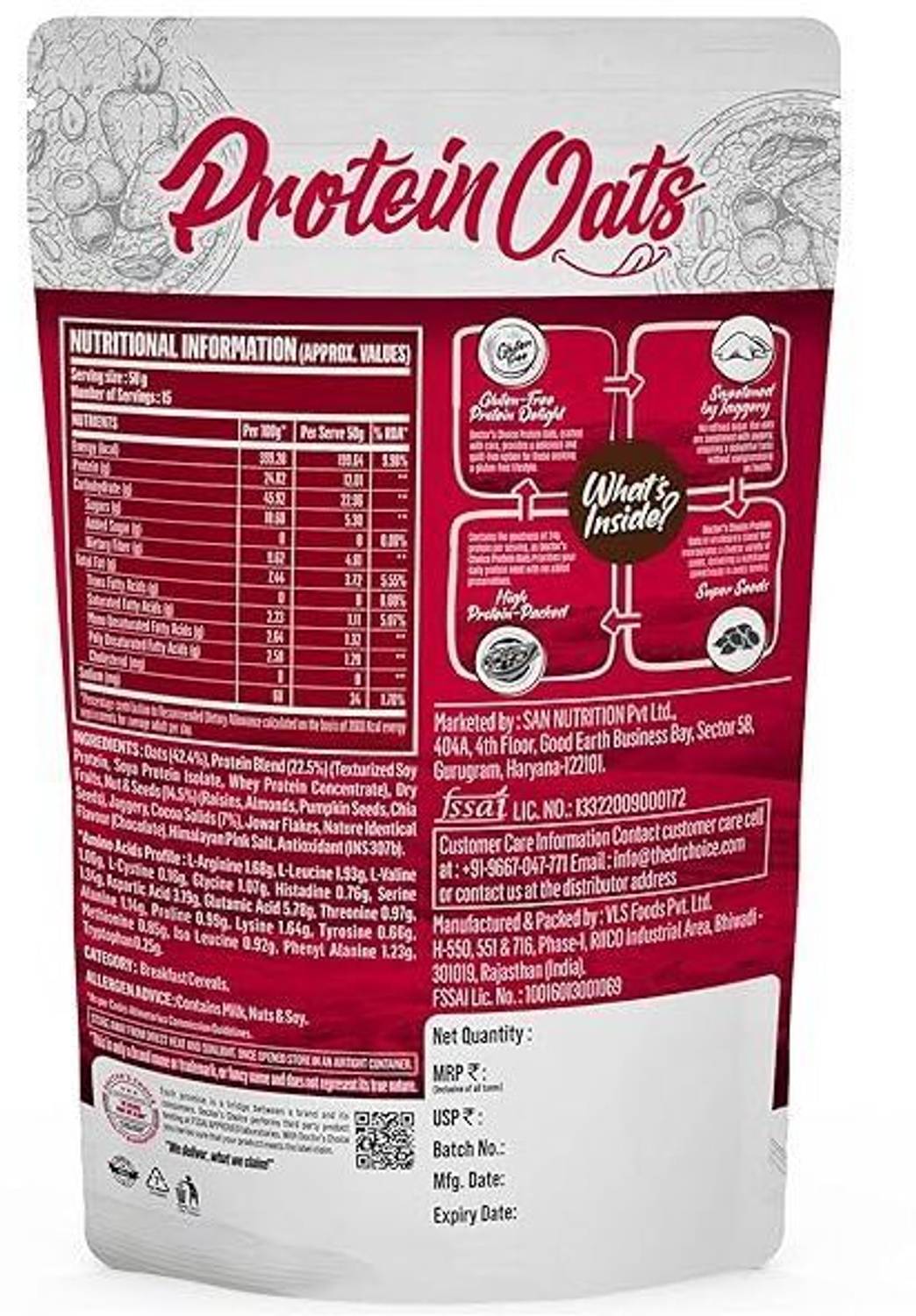 DOCTOR'S CHOICE High Protein Oats 27g Dark Choco Berry - Image 2