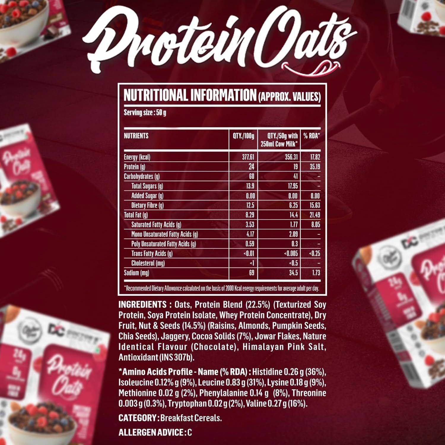 DOCTOR'S CHOICE High Protein Oats 27g Dark Choco Berry - Image 4