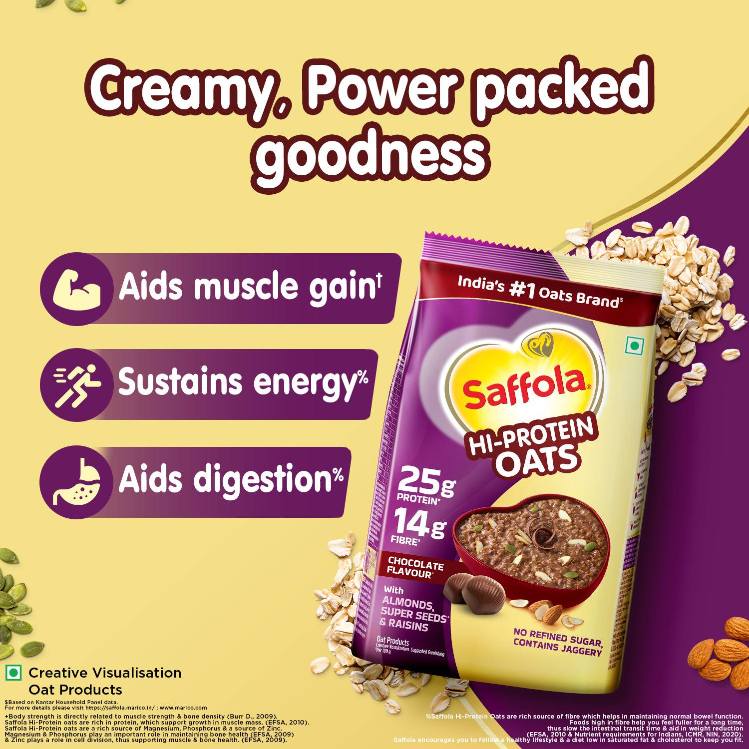 Saffola Hi-Protein Oats, 25g, with Almonds, Raisins, & Super Seeds - Image 3