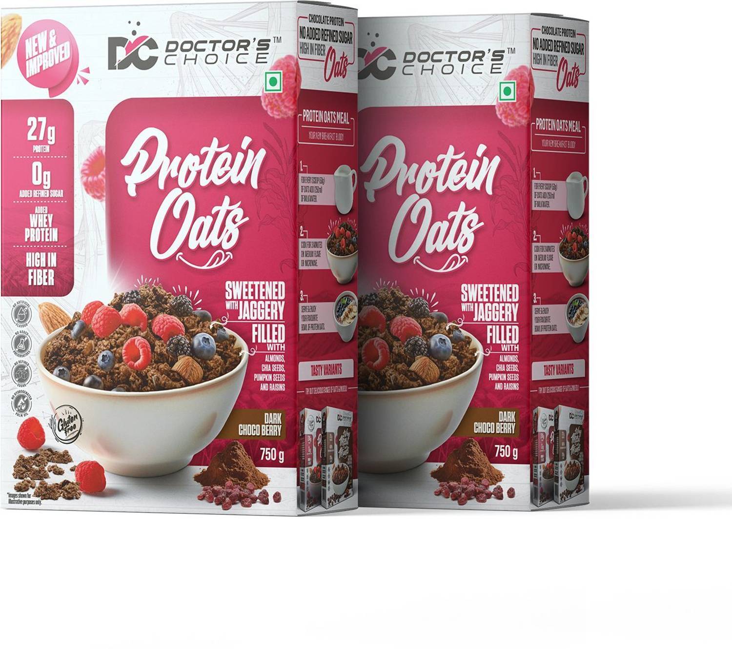 DOCTOR'S CHOICE High Protein Oats 27g Dark Choco Berry - Image 1