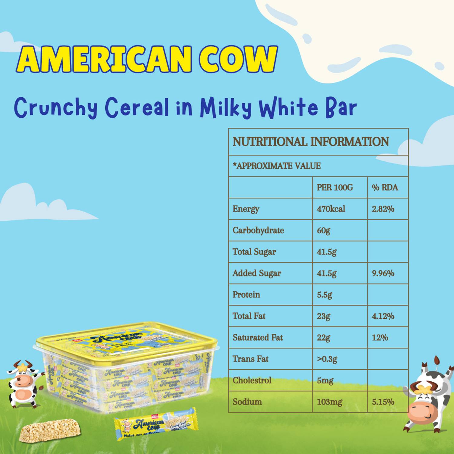HUGS American Cow White Chocolate Cereal Bar - Image 4