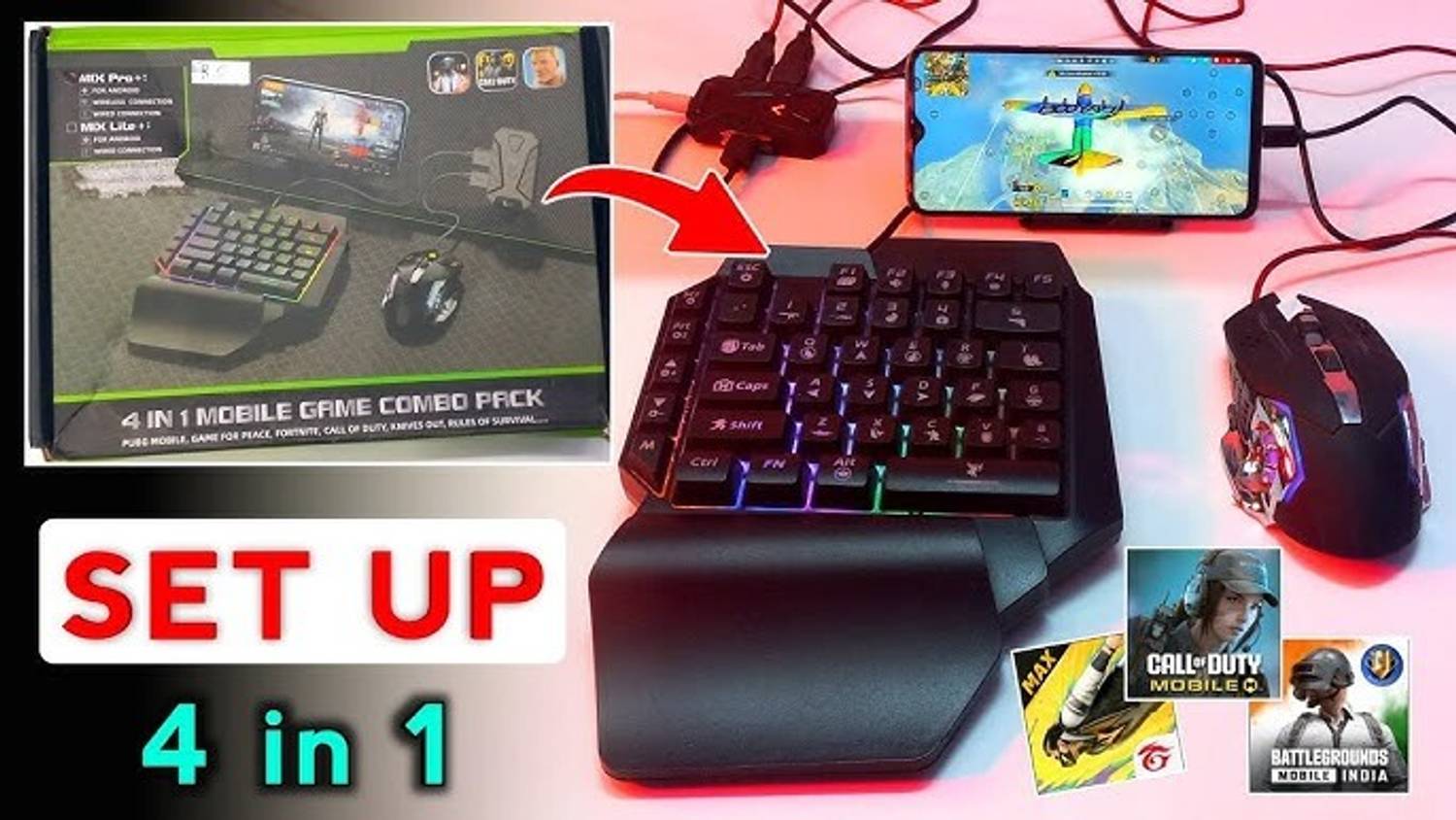 GAMESOUL 4 in 1 Mobile Game Combo Pack with RGB Keyboard & Mouse - Image 5