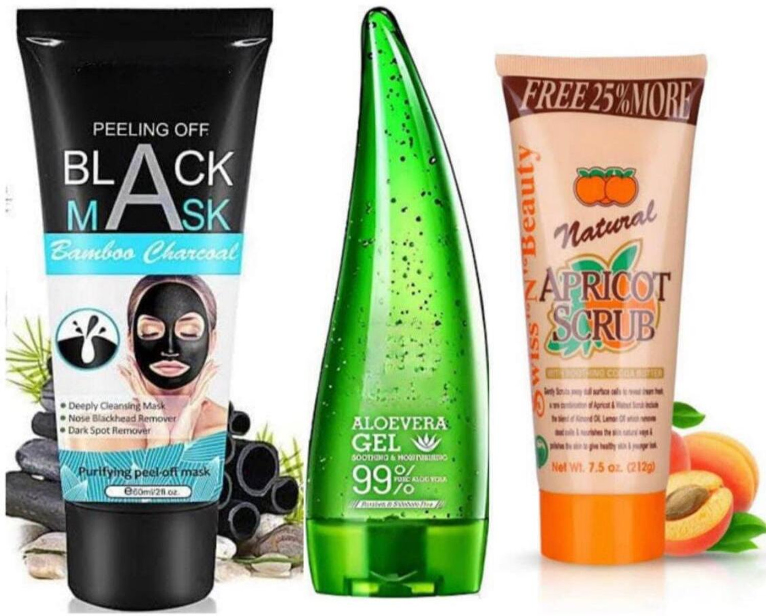Earthcon EARTHCON COMBO PACK OF CHARCOAL MASK+ALOVERA GEL+SCRUB (Pack Of 3)