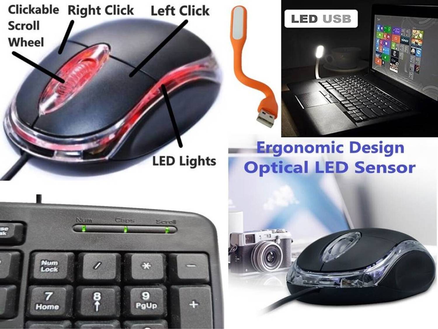 ANJO Gaming Combo Set with Keyboard, Mouse, Mouse Pad, USB Hub, OTG - Image 3