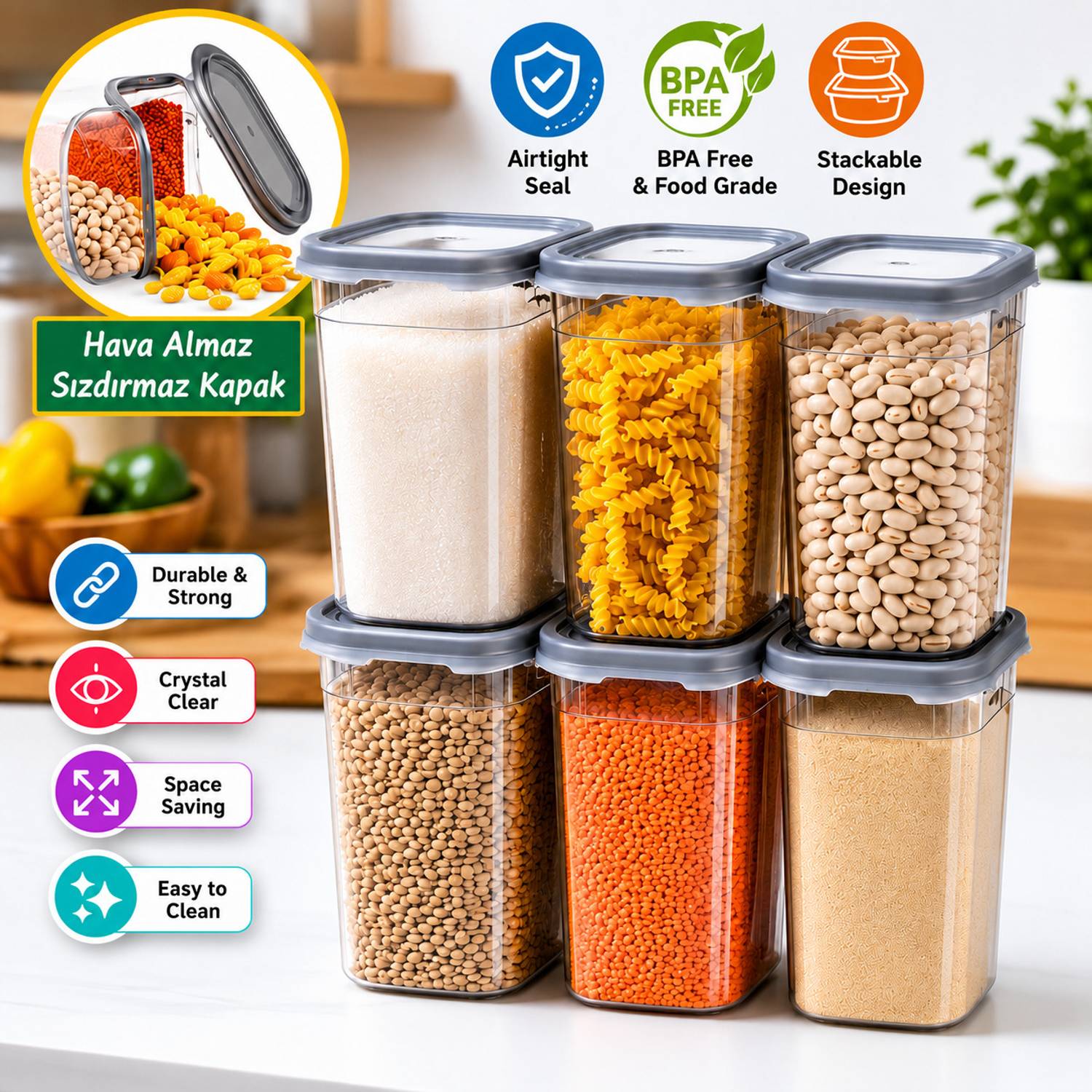 Homemet Plastic Grocery Container 1.2 L - Image 5