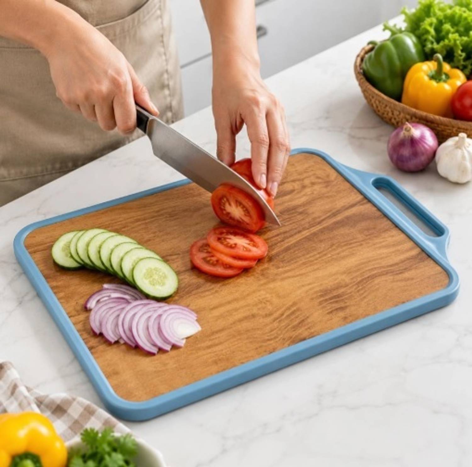 LeonAntique Stainless Steel, Wooden Cutting Board - Image 5