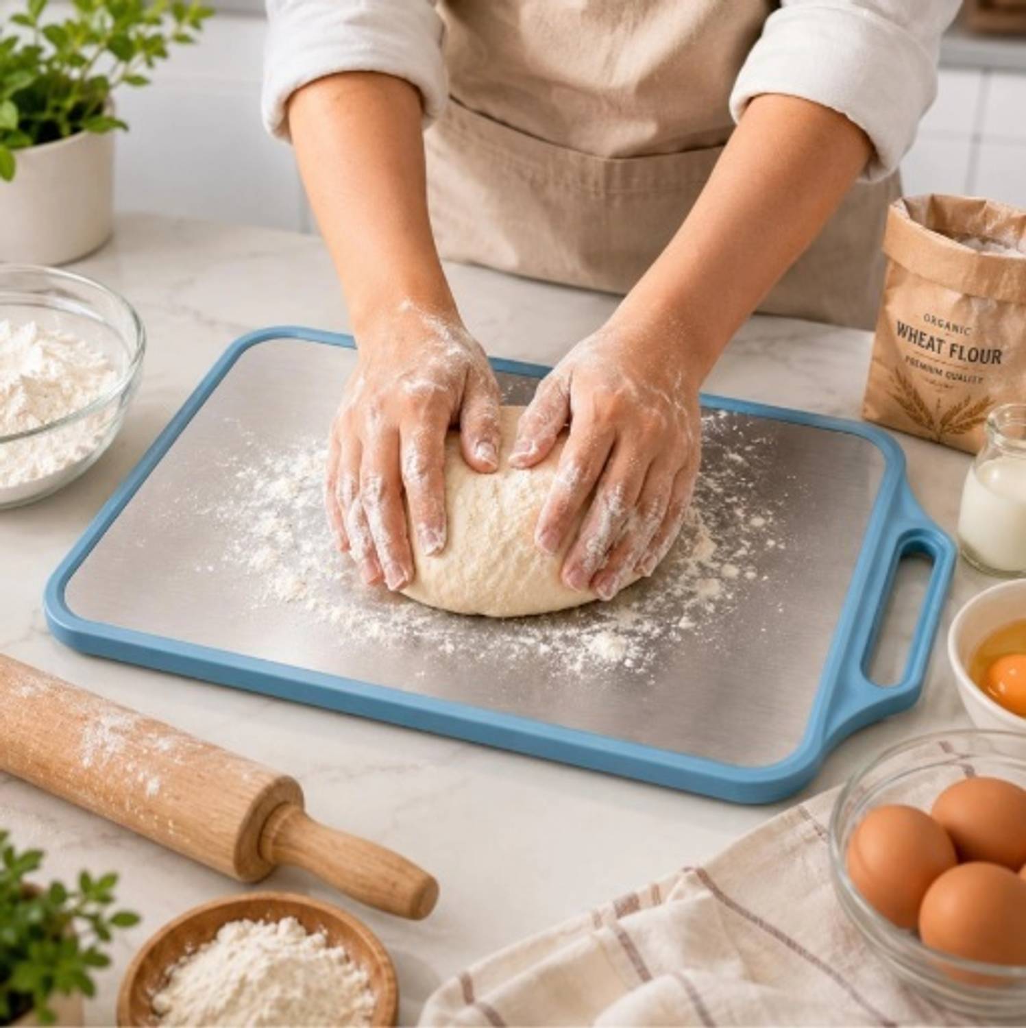LeonAntique Stainless Steel, Wooden Cutting Board - Image 3