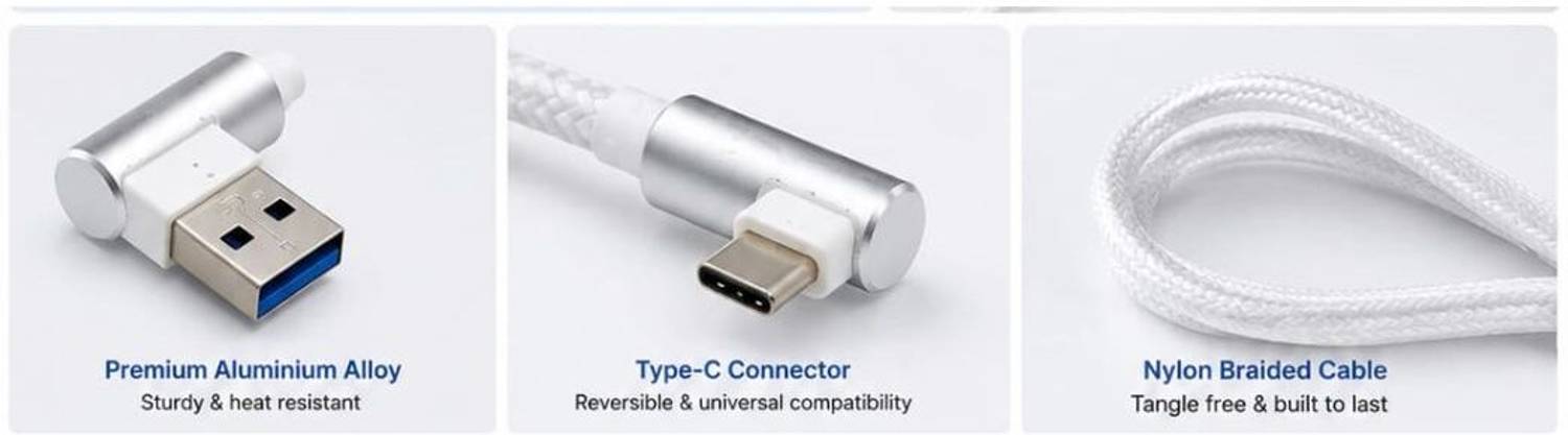 VYNTRONICS 1m USB A to Type C Fast Charging Cable - Image 3